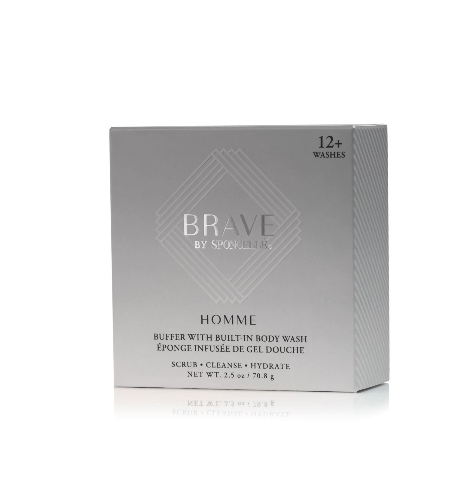 SPONGELL Men's Homme Collection Body Wash Infused Mini Buffer Brave - Silver - Buy Online on SooperMarket.com