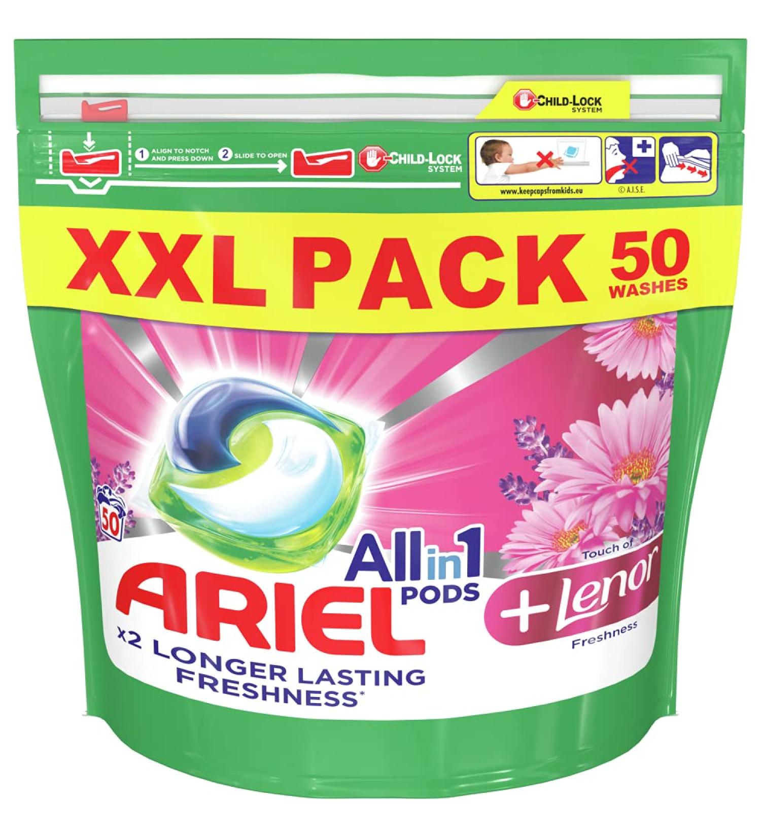 Ariel + Lenor Freshness All in 1 Pods 50 Washes