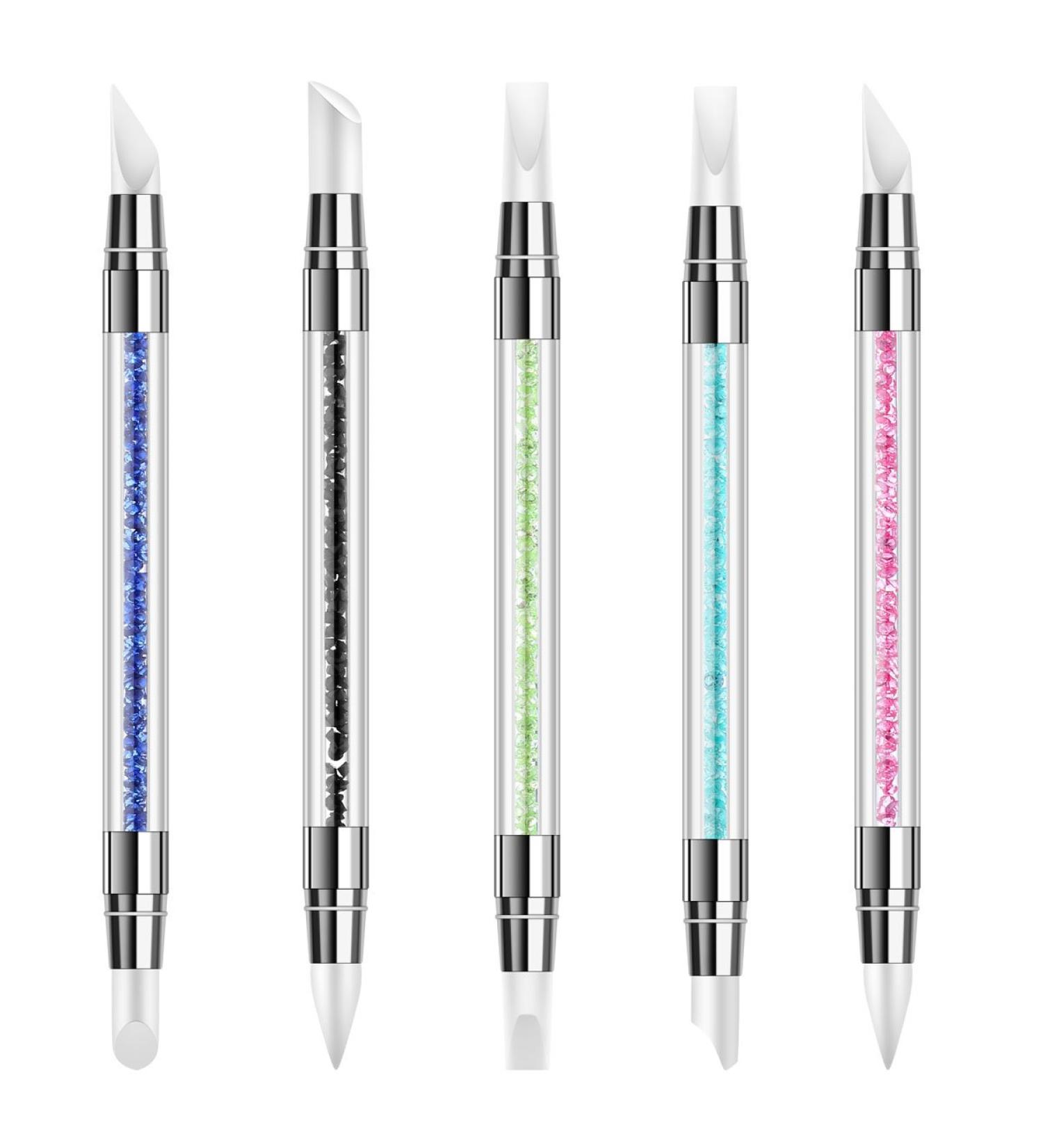 5Pcs Dual Tipped Nail Sculpture Pen with Silicone Rubber Tip - Nail Art Tool for Rhinestone & Polish Carving - Buy Online on SooperMarket.com