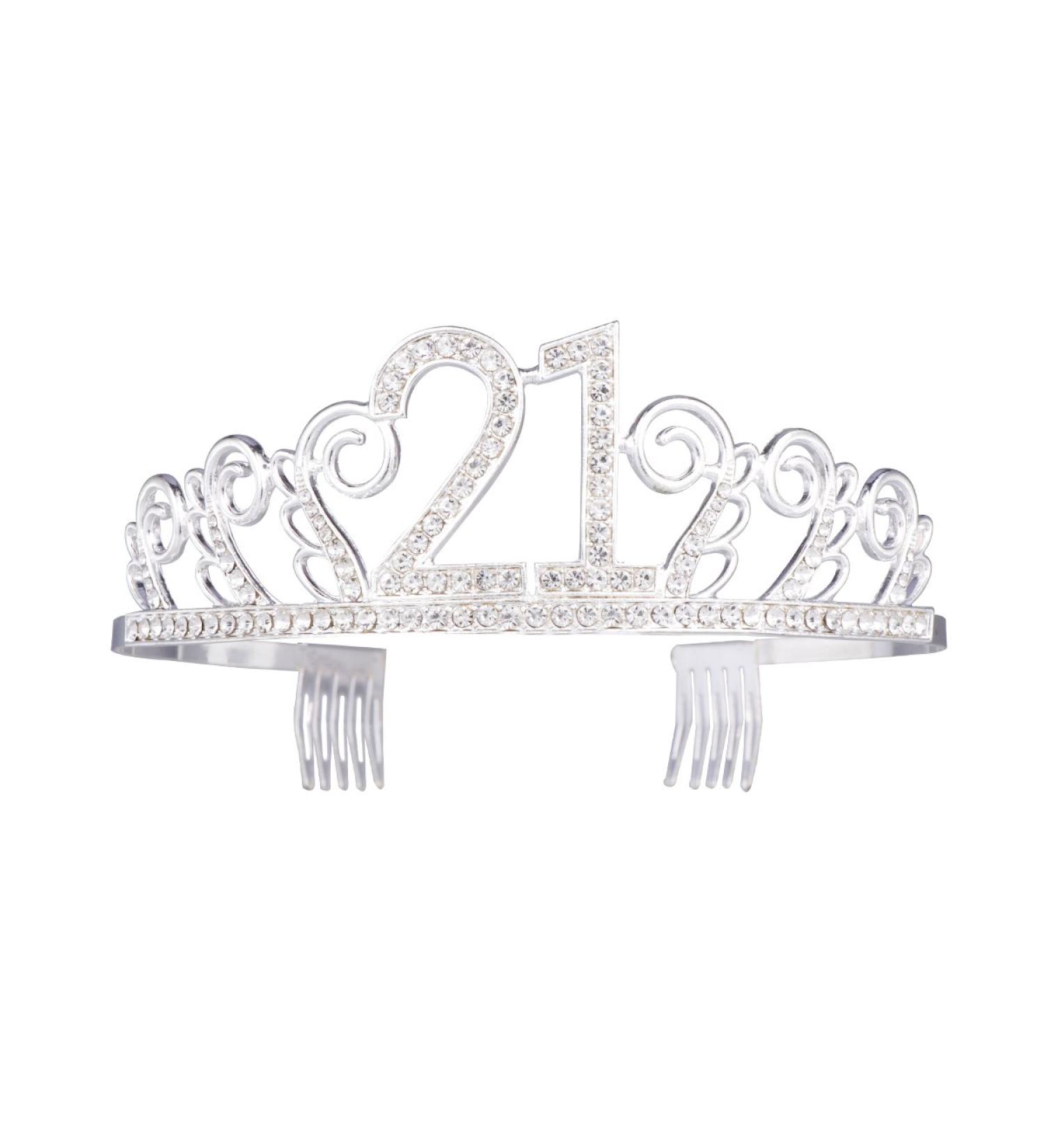 Frcolor 21th Birthday Crystal Tiara Crowns Headband with Hair Combs - Buy Online on SooperMarket.com