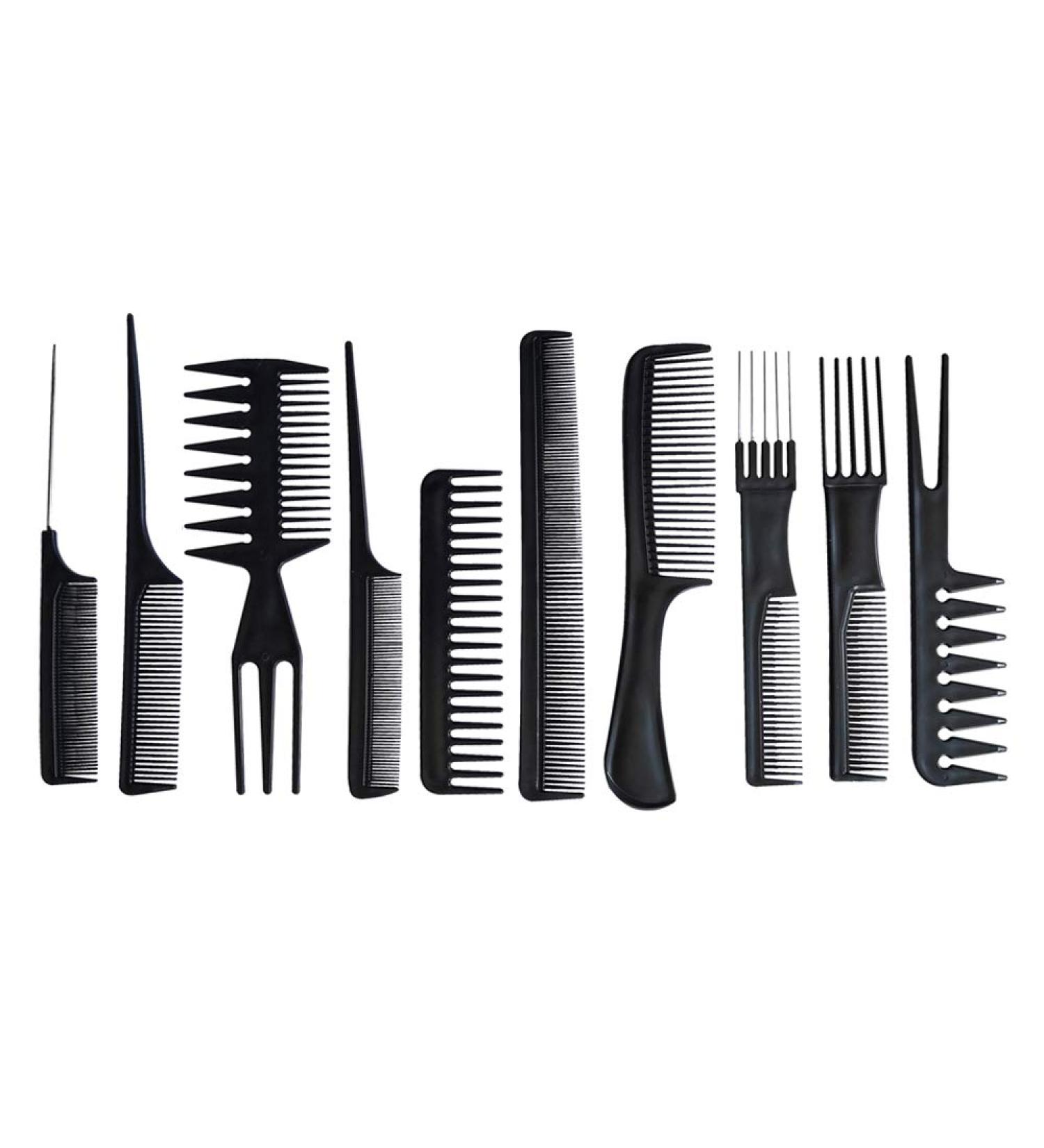 10PCS Black Hair Comb Set - Professional Salon Styling Comb for Women Men Kids | Anti-Static Barbers Brush Combs - Buy Online on SooperMarket.com