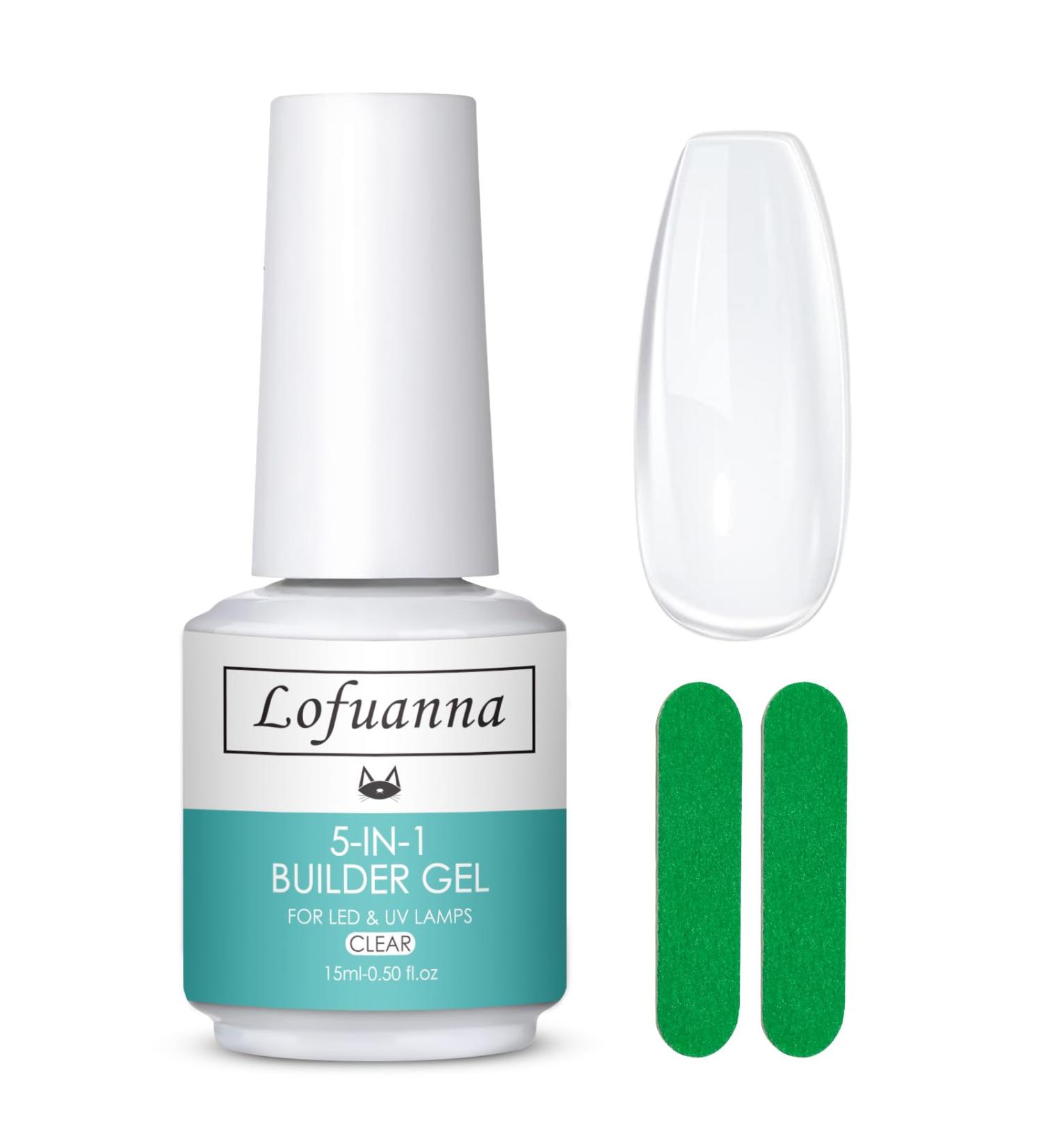 Lofuanna 5-in-1 Builder Gel in a Bottle - Clear Hard Gel for Nail Extension - Nail Kit with File & Adhesive - Nail Art Decoration - 3 Piece Set - Buy Online on SooperMarket.com