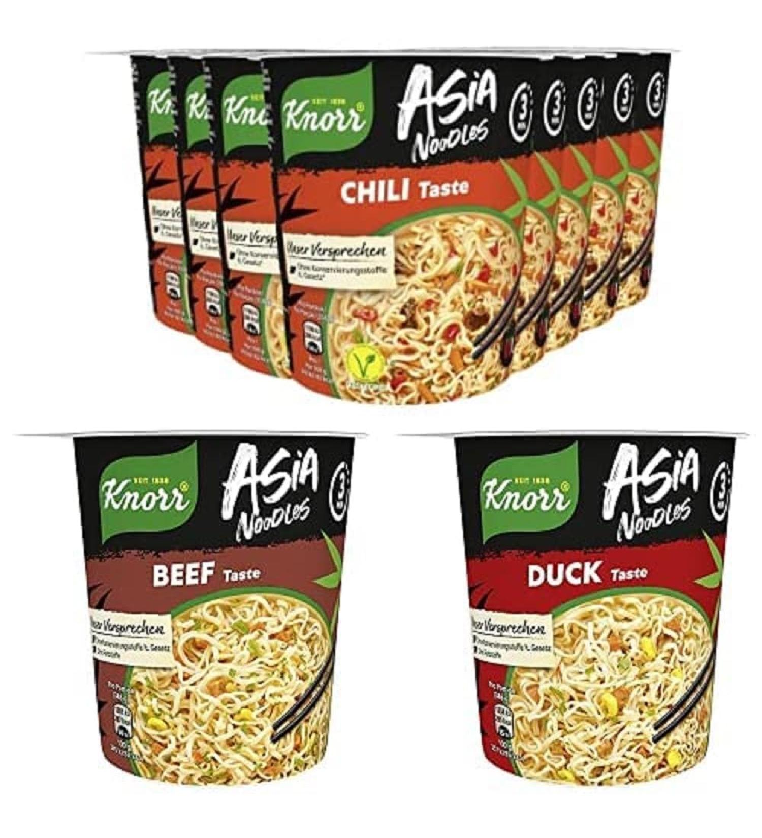 Iftar Ramadan Snack Set Knorr Asia Noodles Instant pasta chili 8 x 65g + Knorr Asia Noodles Beef Taste 1 x 63 g + Knorr Asia Nootles Duck 1 x 61 g bundle