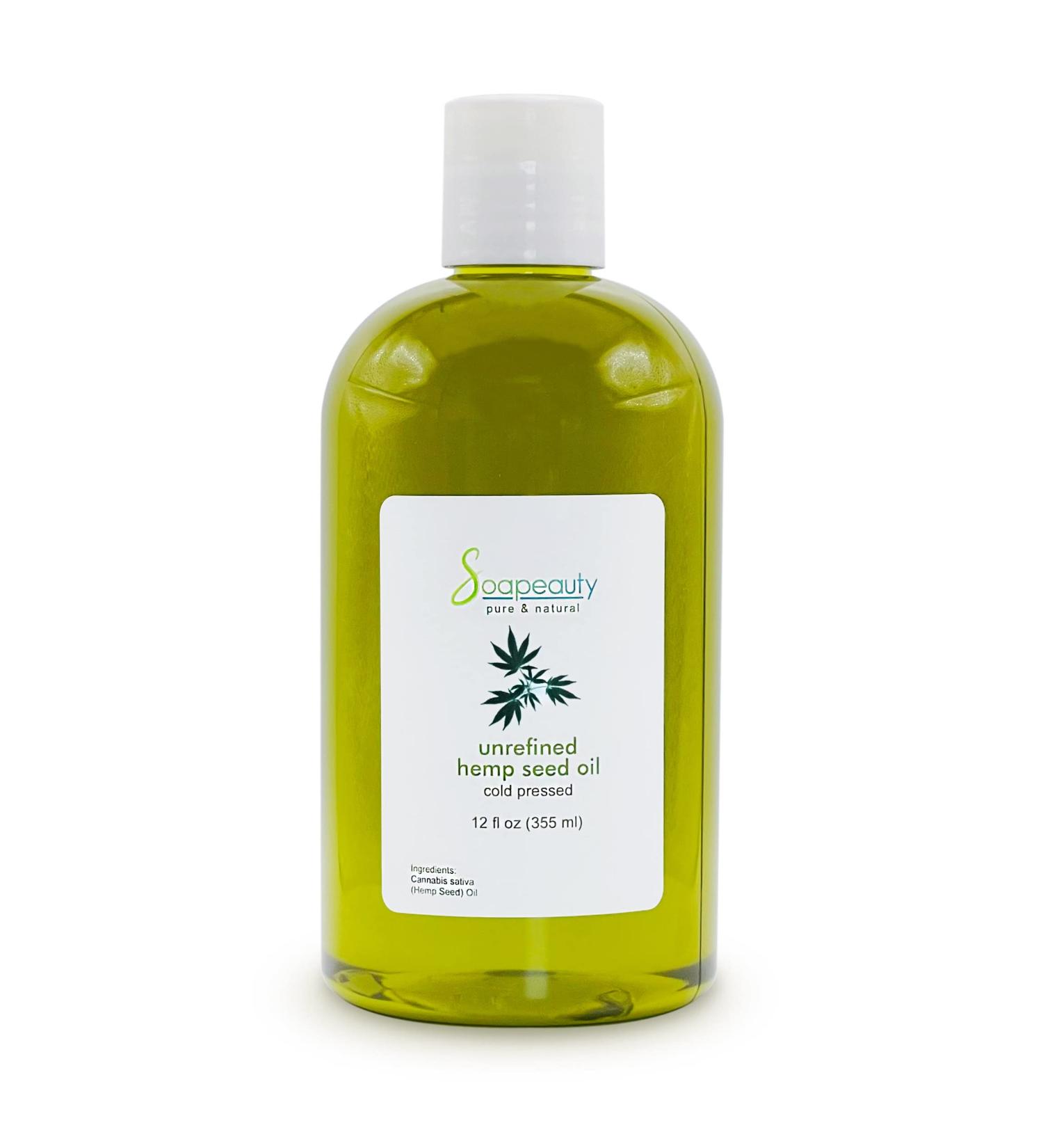Soapeauty Hemp Seed Oil - Unrefined Cold Pressed Massage & Body Oil for Skin Face Hair & Soap Making | Rich in Omega Fatty Acids 12 Fl Oz - Buy Online on SooperMarket.com