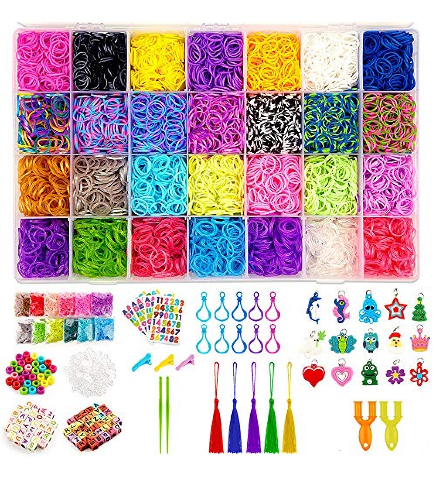 WISHTIME Rubber Band Bracelet Kit for Girls - 11700+ PCS DIY Bracelet Making Set with Bands, Beads, Charms, Tassels, Hooks, and Clips - Buy Online on SooperMarket.com