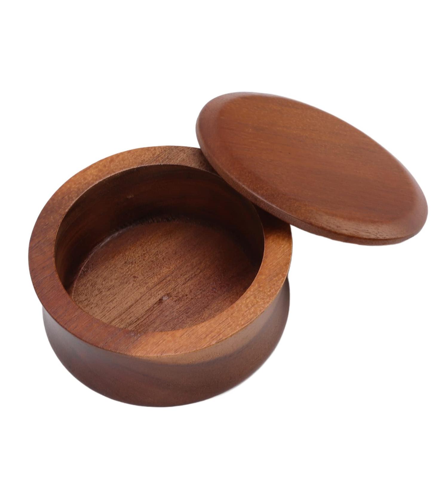 Premium Wooden Shaving Mug & Brush Bowl - Portable Barber Shop Essential with Lid | International Shipping - Buy Online on SooperMarket.com