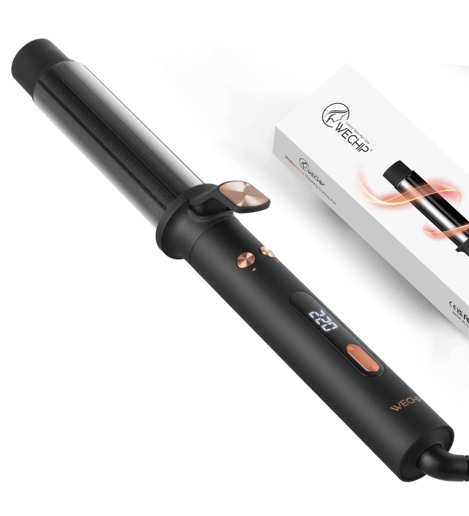 360 Rotating Automatic Hair Curler with Nano Titanium Coating - Large Barrel Curling Wand 32mm - LCD Display 140-220 C - Ideal for Long Medium Hair - Buy Online on SooperMarket.com