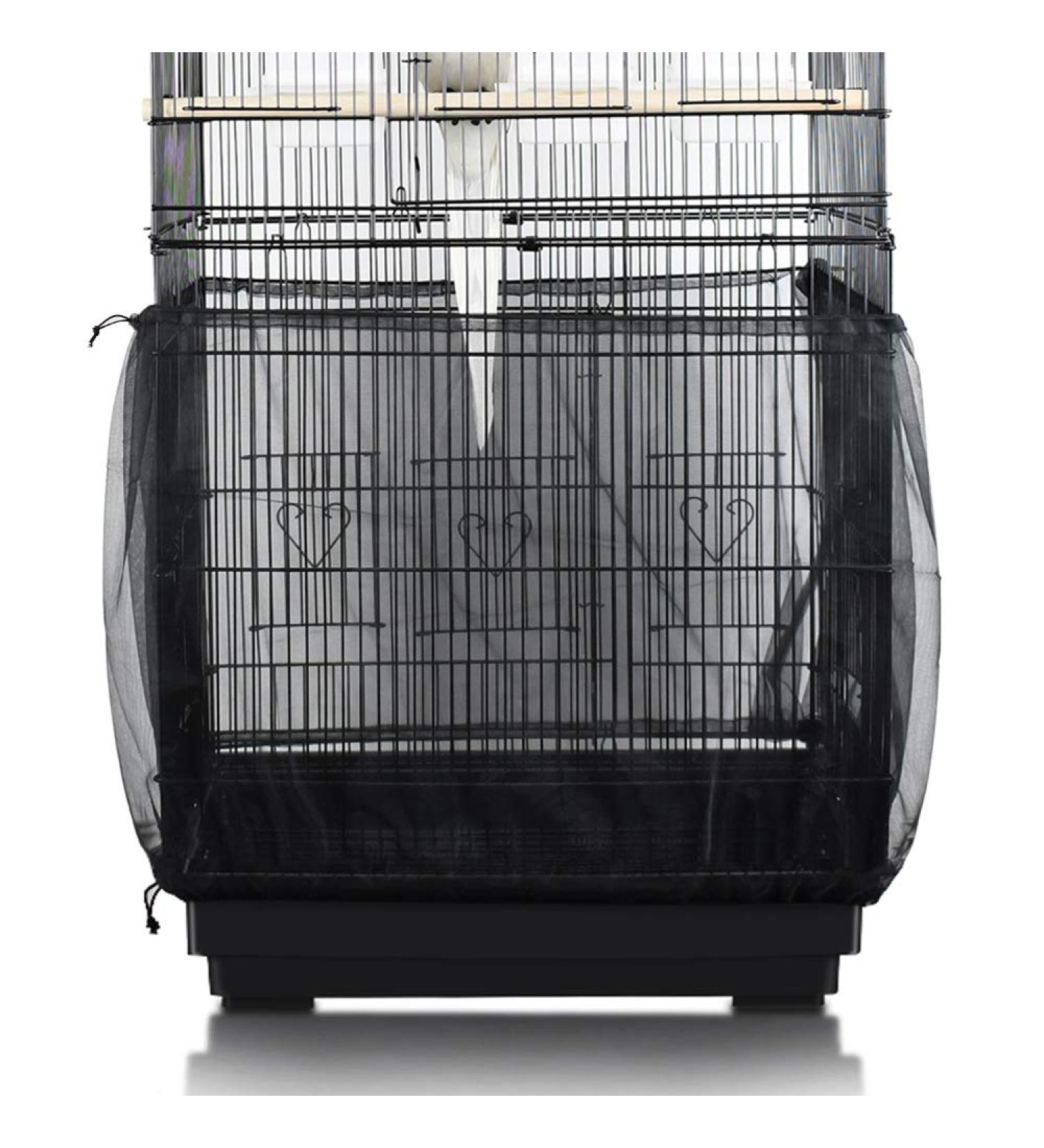 SYOOY Birdcage Cover Seed Catcher | Universal Nylon Mesh Parrot Cage Net Skirt Guard | Extra Large for Round & Square Cages | Black - Buy Online on SooperMarket.com