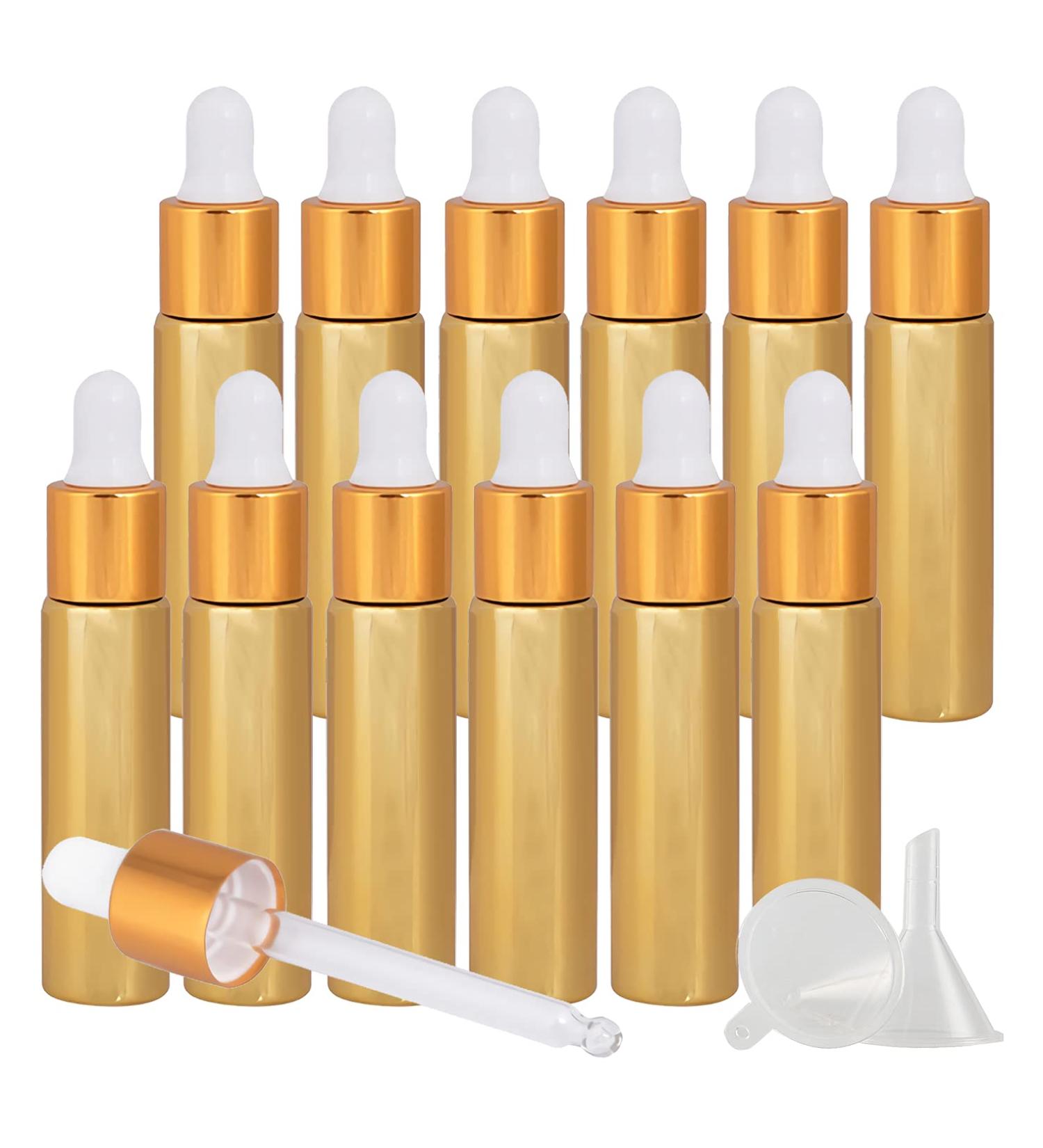Tianzd 24pcs 10ml Chrome Yellow Drip Bottles with Glass Pipette - Essential Oils & Perfume Oils Containers - Buy Online on SooperMarket.com