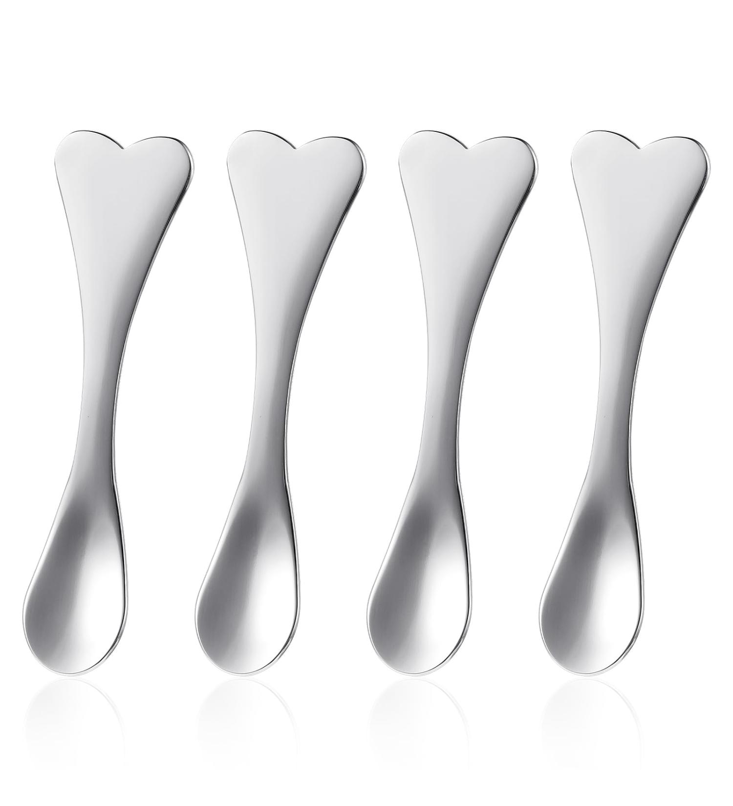 Metal Makeup Spatula Set - 4 Heart-Shaped Facial Massagers & Mini Beauty Spoons for Masks Creams & Lotions - Reusable Skincare Tools - Buy Online on SooperMarket.com