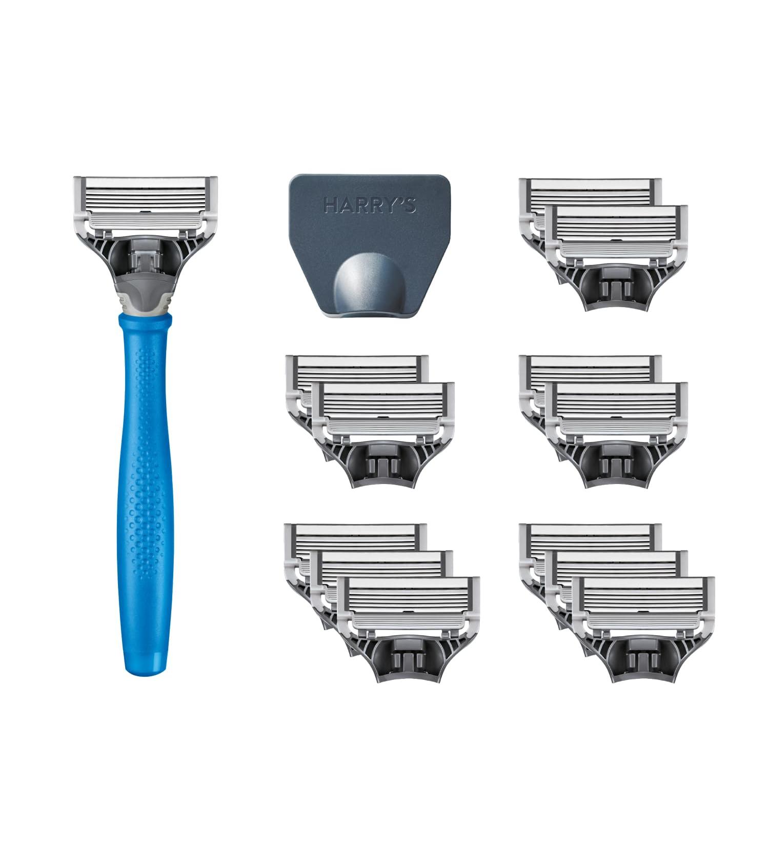 Harry's Men's Razor Set with Indigo Blue Handle + 13 Blade Refills & Travel Cover - Buy Online on SooperMarket.com