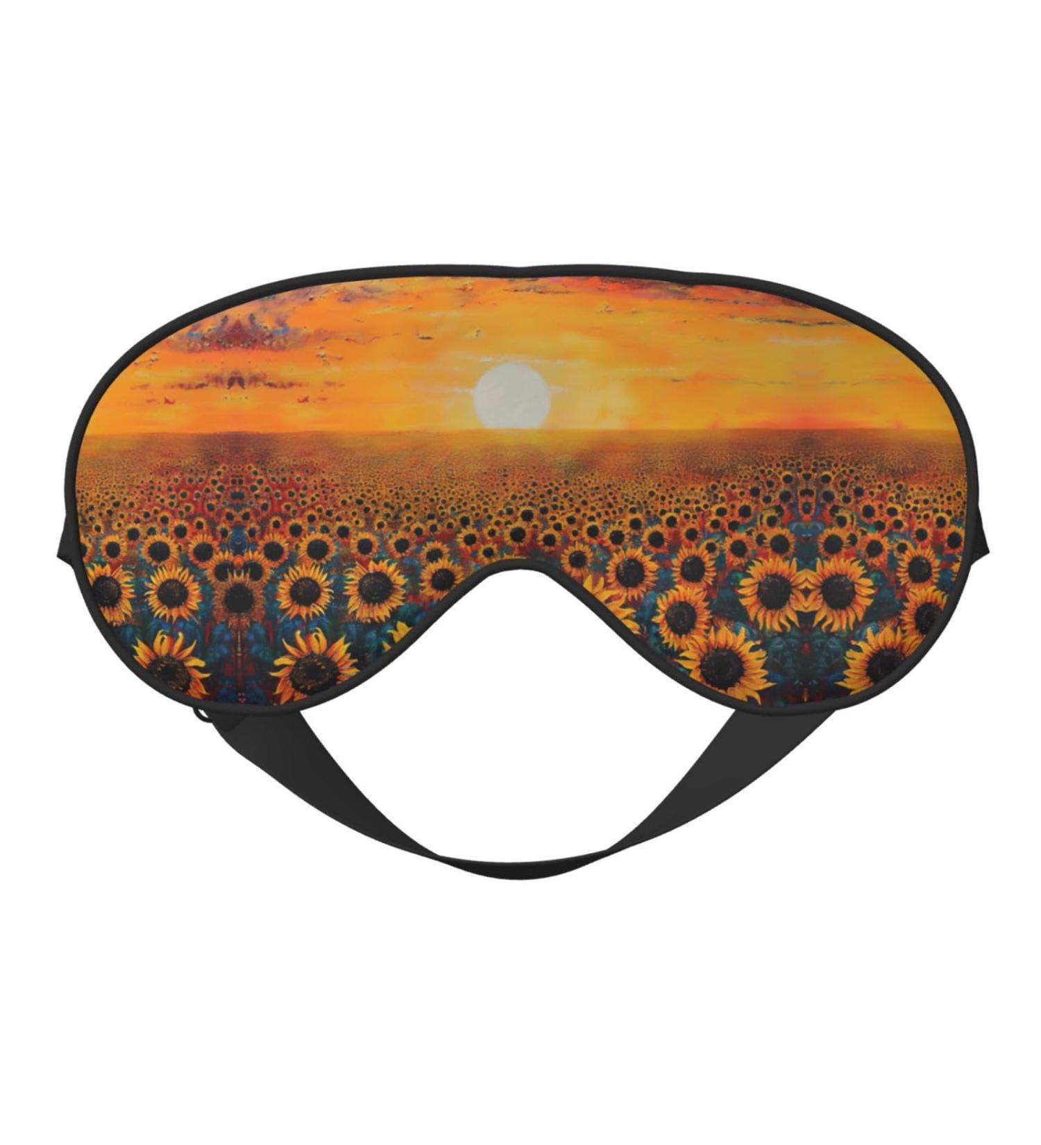 SSIMOO Sunflower Field Sunset Eye Mask - Soft Breathable Sleep Patch for Women | Perfect for Travel & Relaxation - Buy Online on SooperMarket.com
