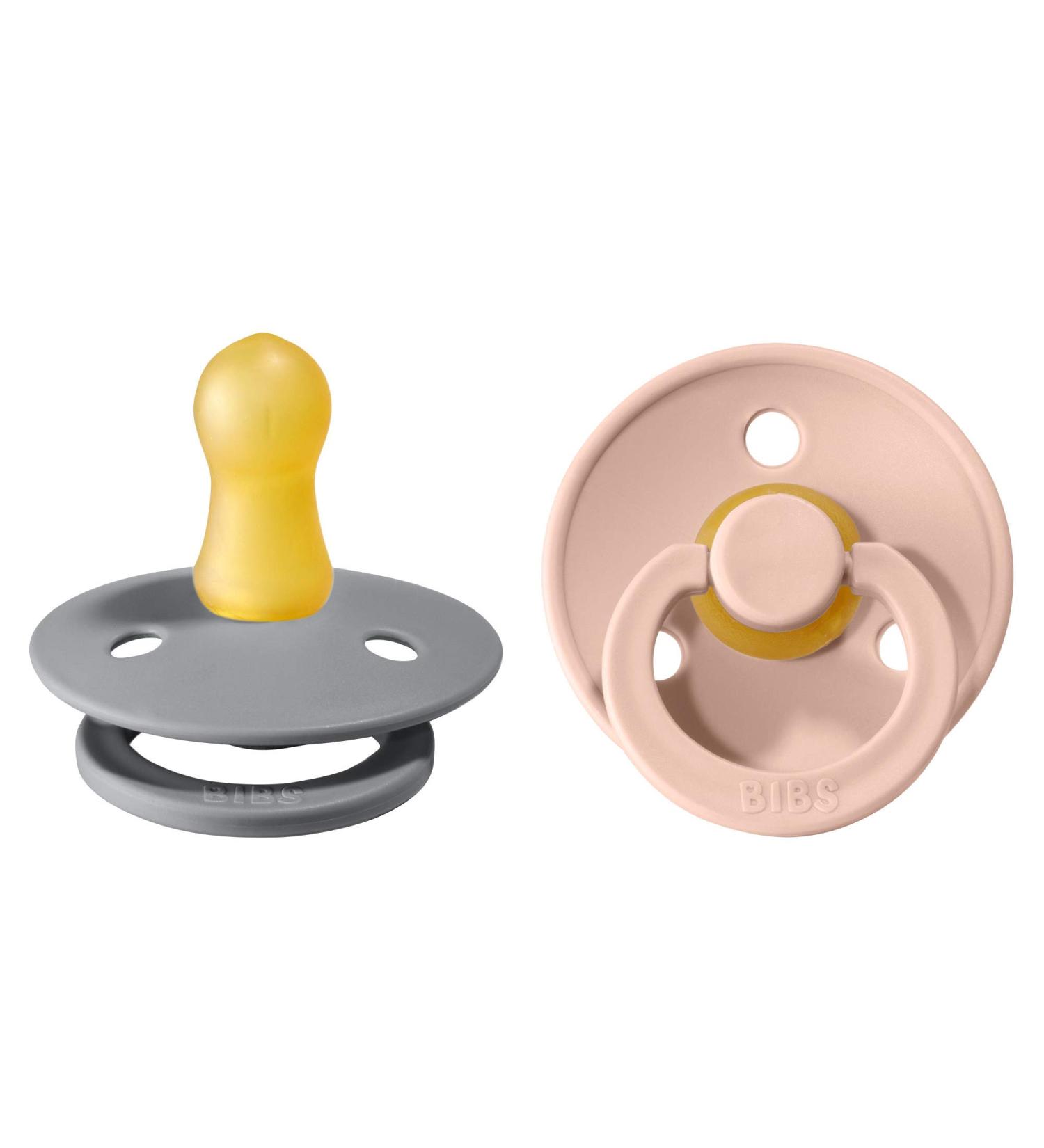 BIBS Natural Rubber Baby Pacifiers - Set of 2 BPA-Free Soothers | Made in Denmark | Cloud/Blush | Size 0-6 Months - Buy Online on SooperMarket.com