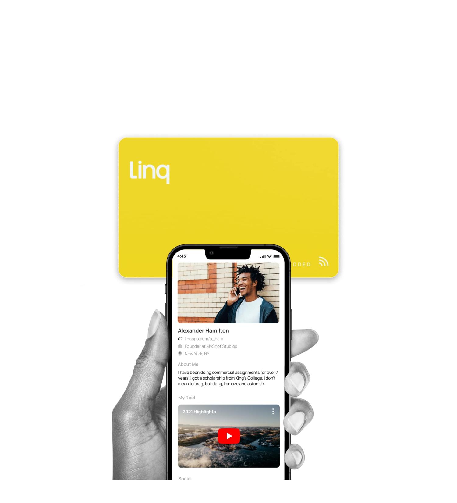 Linq Digital Business Card - NFC Contact & Networking Card (Yellow) - Buy Online on SooperMarket.com
