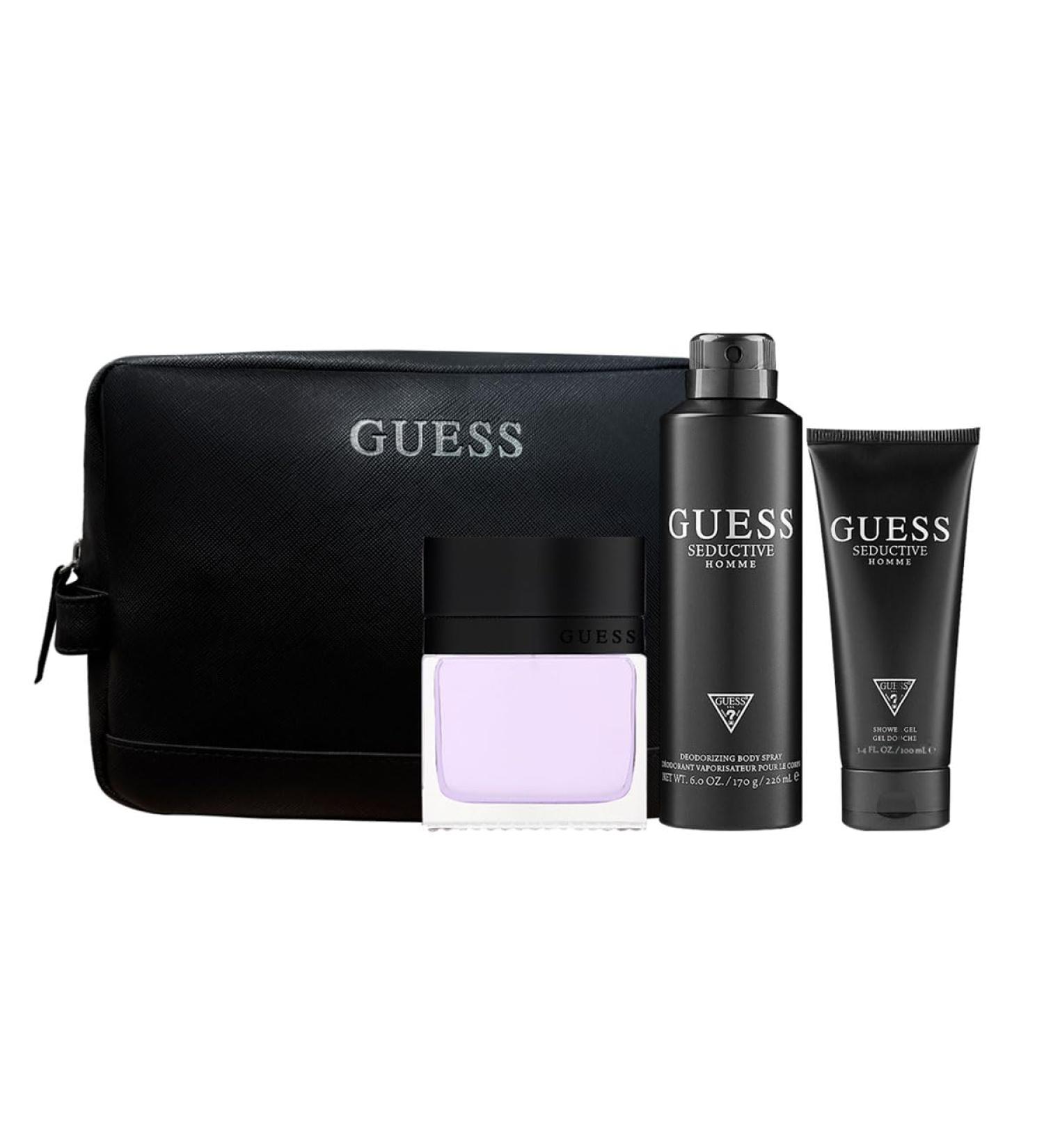 Guess Seductive Homme 3.4oz EDT Spray 6.0oz Deodorant Body Spray 3.4oz Shower Gel Pouch Men 4 Pc Gift Set - Buy Online on SooperMarket.com
