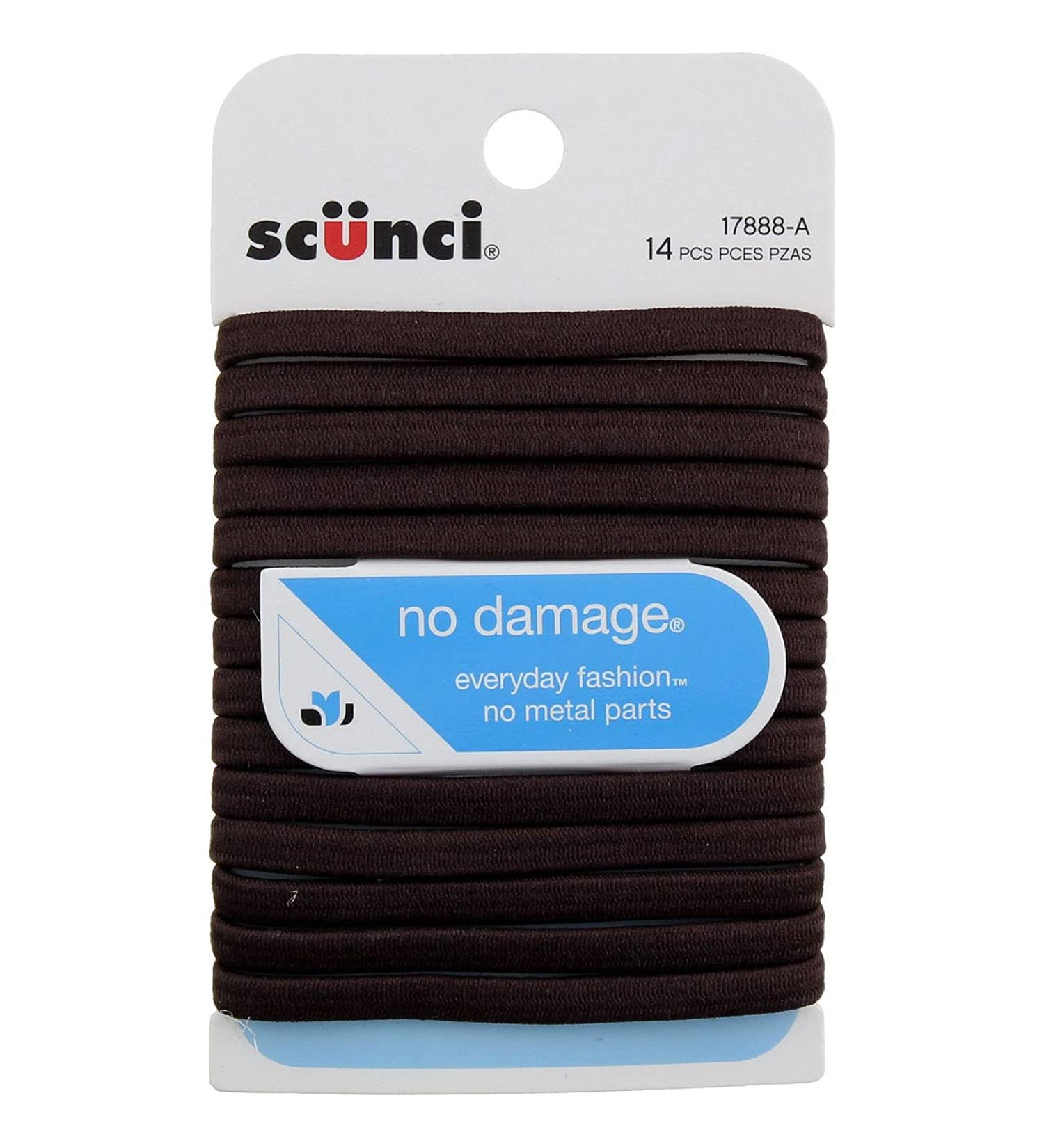 Scunci No Damage Brown Hair Elastics â€“ 14 Count | Soft & Durable for All Hair Types - Buy Online on SooperMarket.com