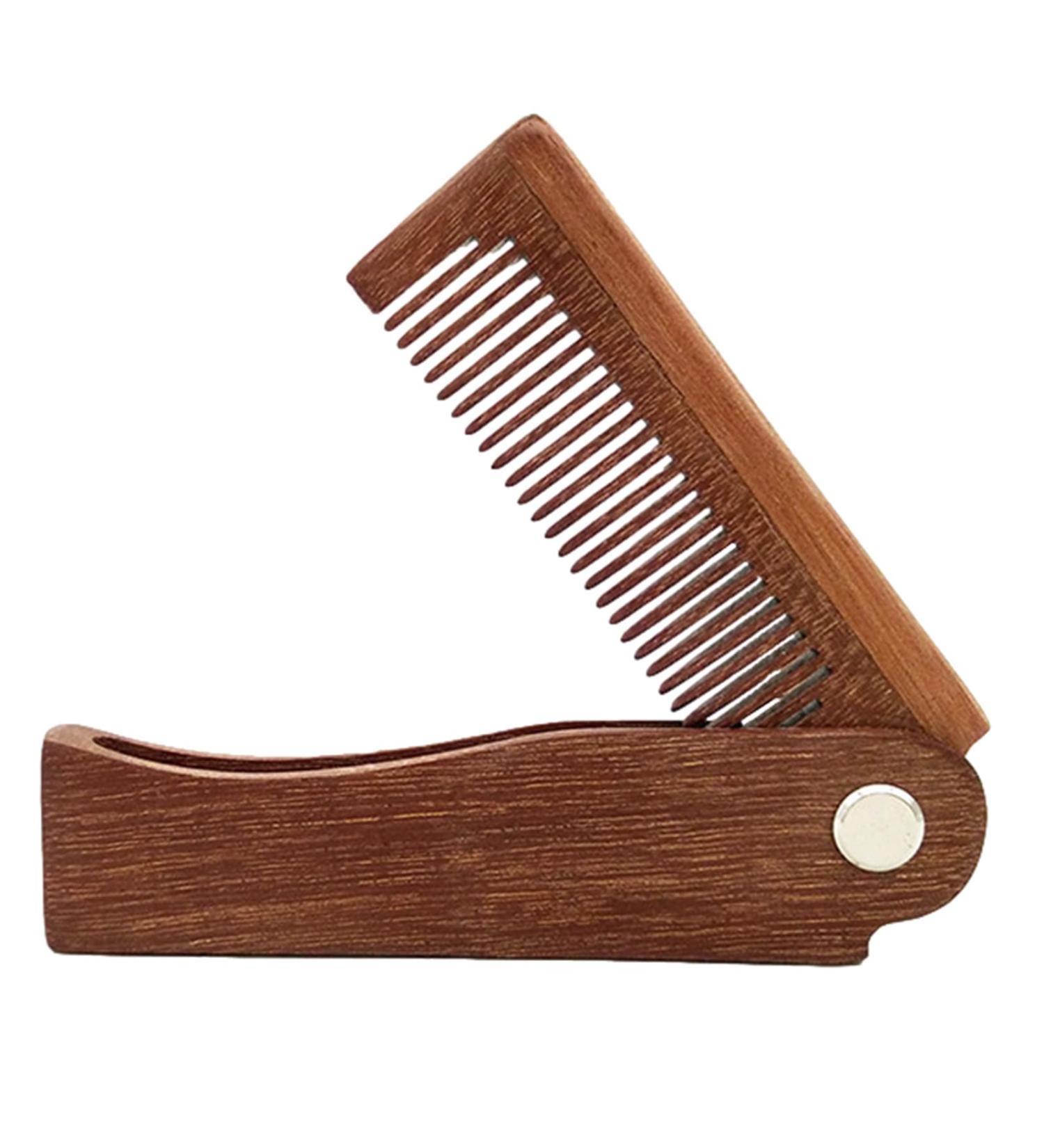 Premium Foldable Wooden Beard Comb for Men | Antistatic Mustache & Beard Care Tool | Eastuy Natural Wood Pocket Brush - Buy Online on SooperMarket.com