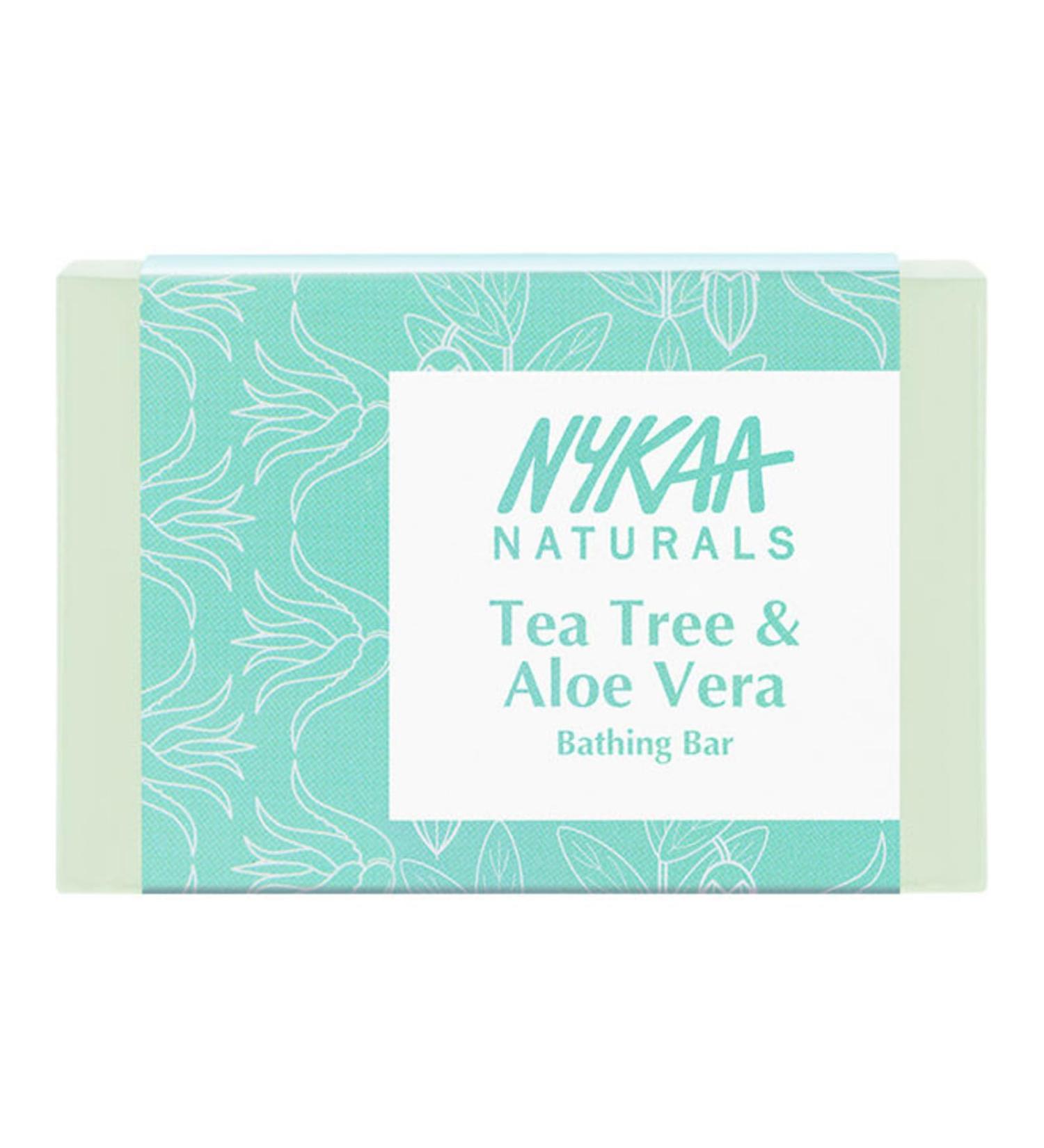 Nykaa Naturals Tea Tree & Aloe Vera Bathing Soap - Natural Skin Cleanser Nourishing & Hydrating Soap Bar - 3.5 oz - International Shipping Available - Buy Online on SooperMarket.com