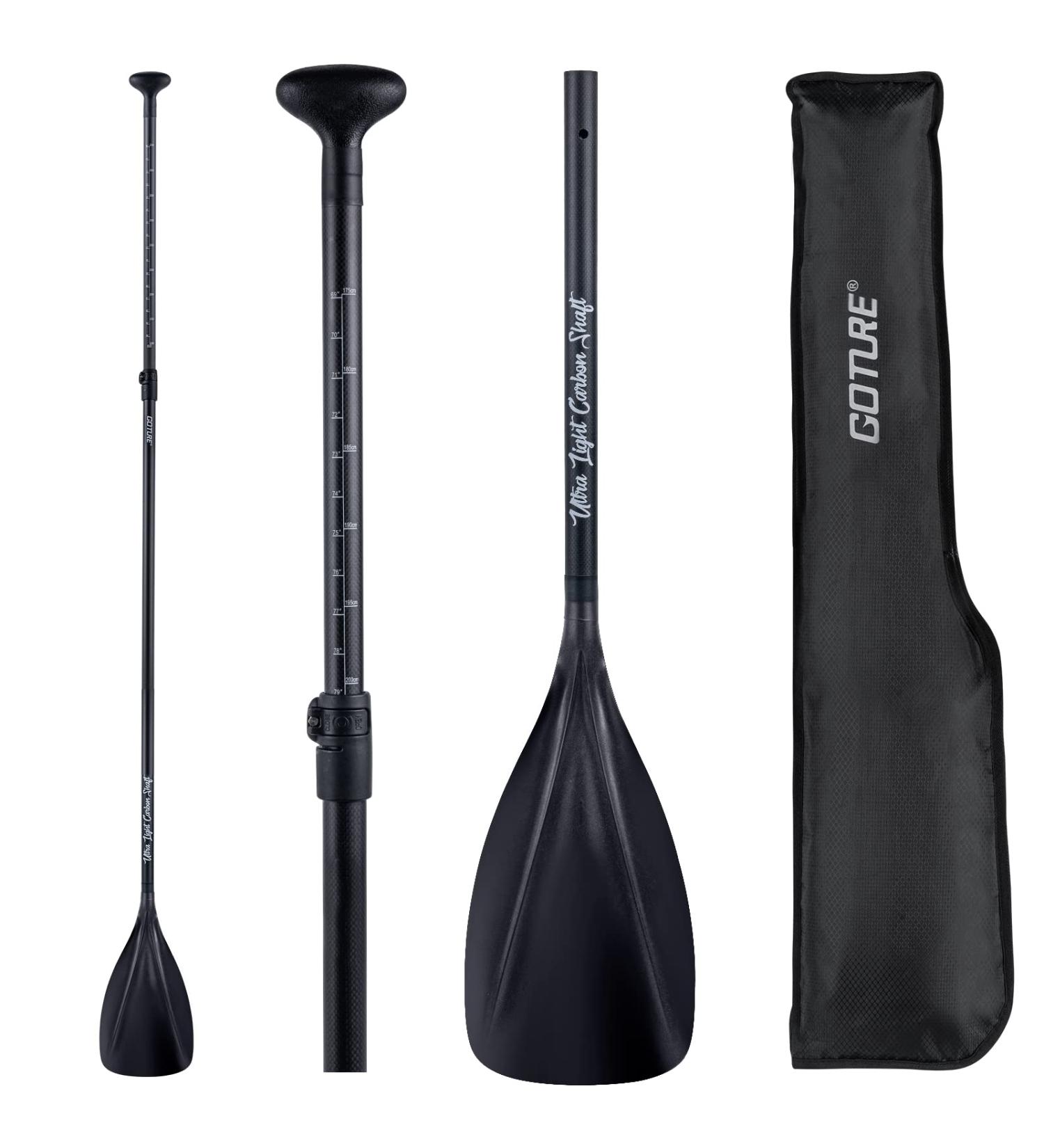 Goture Lightweight Carbon Fiber SUP Paddle | Adjustable 3-Piece Shaft | 67-85' Stand-up Paddleboard Oar with Carrying Bag - Buy Online on SooperMarket.com