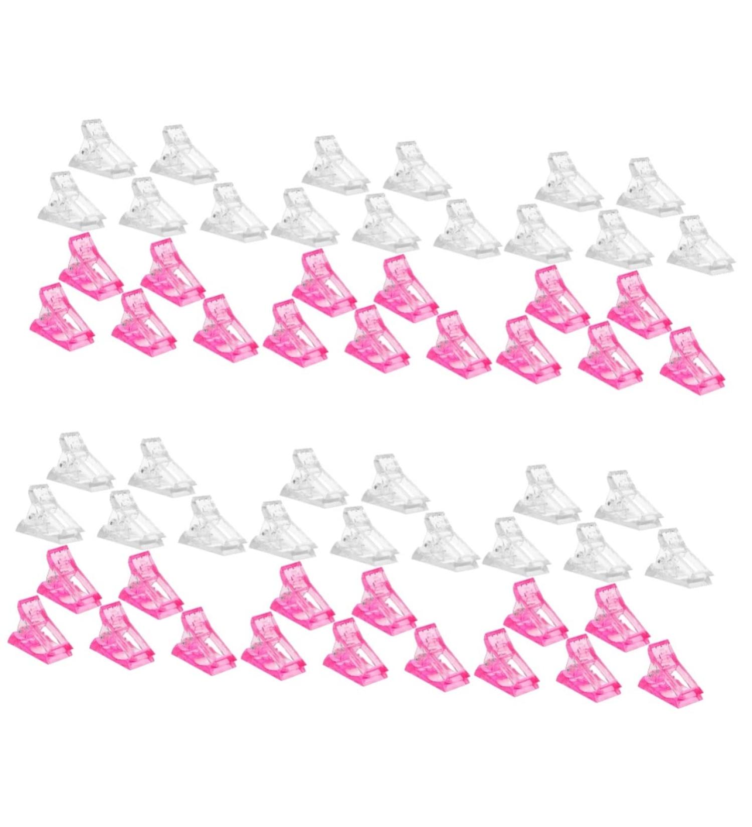 Mikinona 72 Pcs Nail Clip Extension Clamp Nail Binder Clips Manicure Extension Finger Nail Extension Clips Nail Tip Clips Clamps Heavy Duty Nail Dip Kits Equipment Plastic Crystal White 4X3X2CMx6pcs White Pinkx6pcs - Buy Online on SooperMarket.com