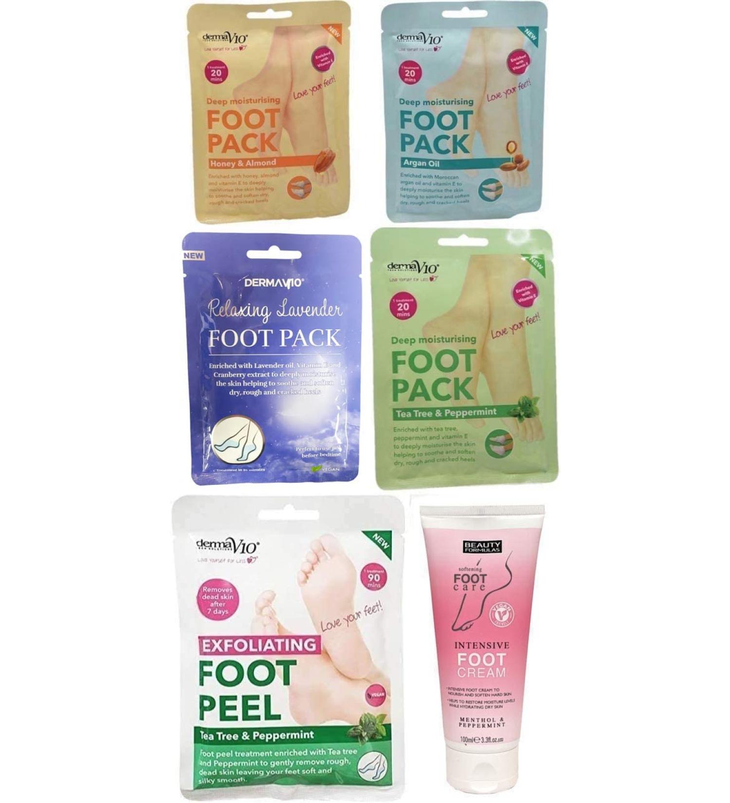 Derma V10 Foot Pack Mask (6 Pack) Deep Moisturising (Lavender)