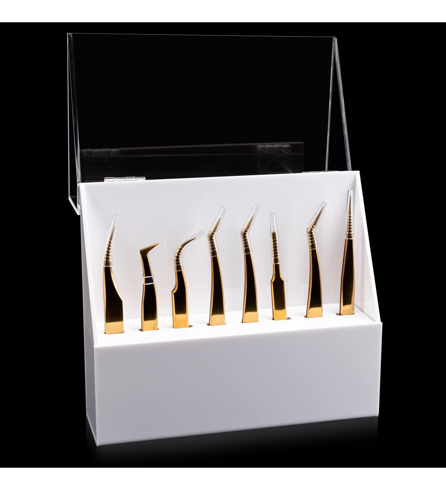 Noverlife 8-Slot Eyelash Tweezer Holder | Acrylic Lash Tweezer Storage Case with Dust-proof Cover | Organizer Stand for Salon & Home - Buy Online on SooperMarket.com