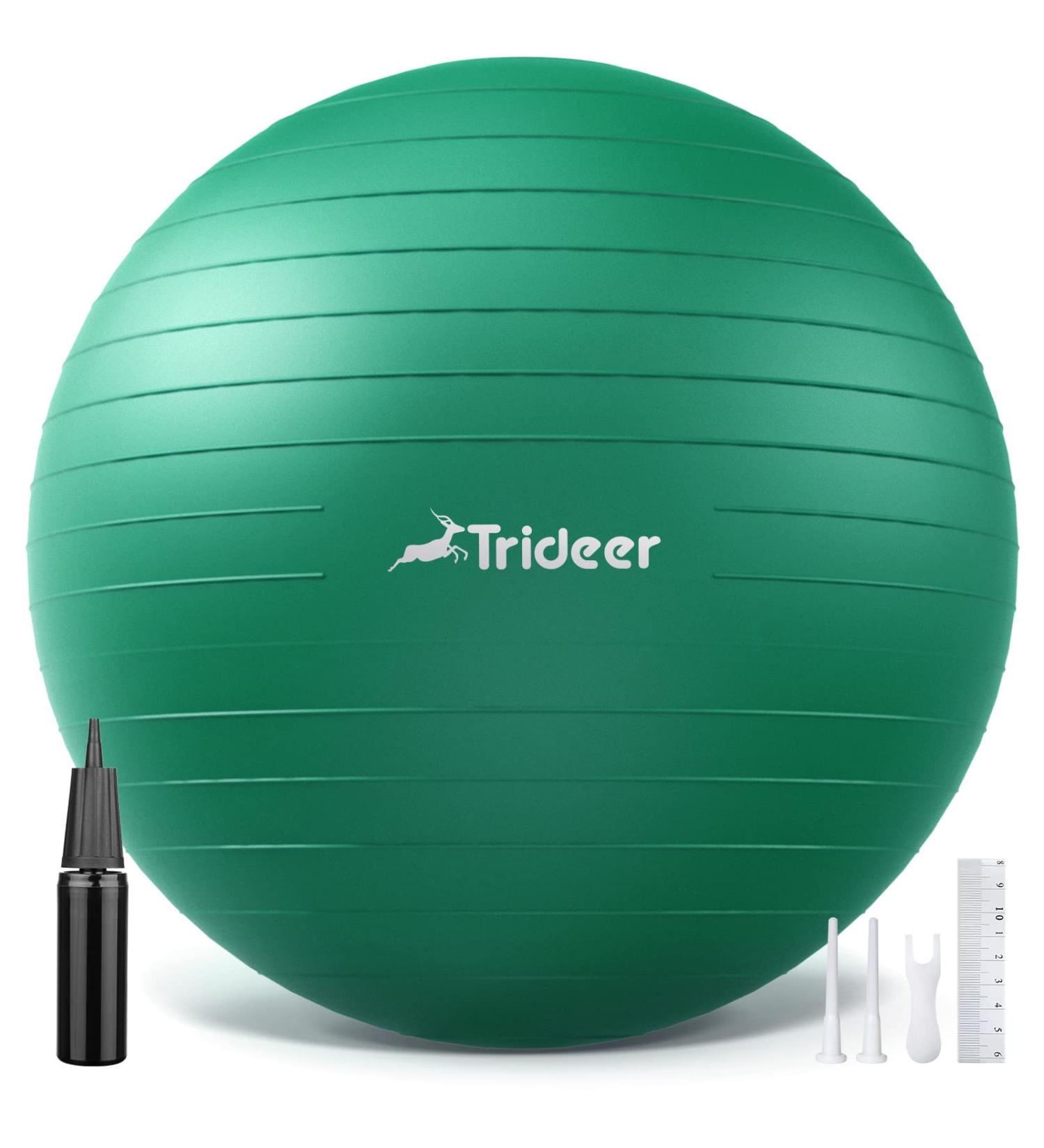 Trideer Exercise Ball for Physical Therapy and Fitness - Green, L (23-26 inches) - Swiss Ball for Rehab, Core Strength, Yoga, Balance, and Flexibility - Buy Online on SooperMarket.com