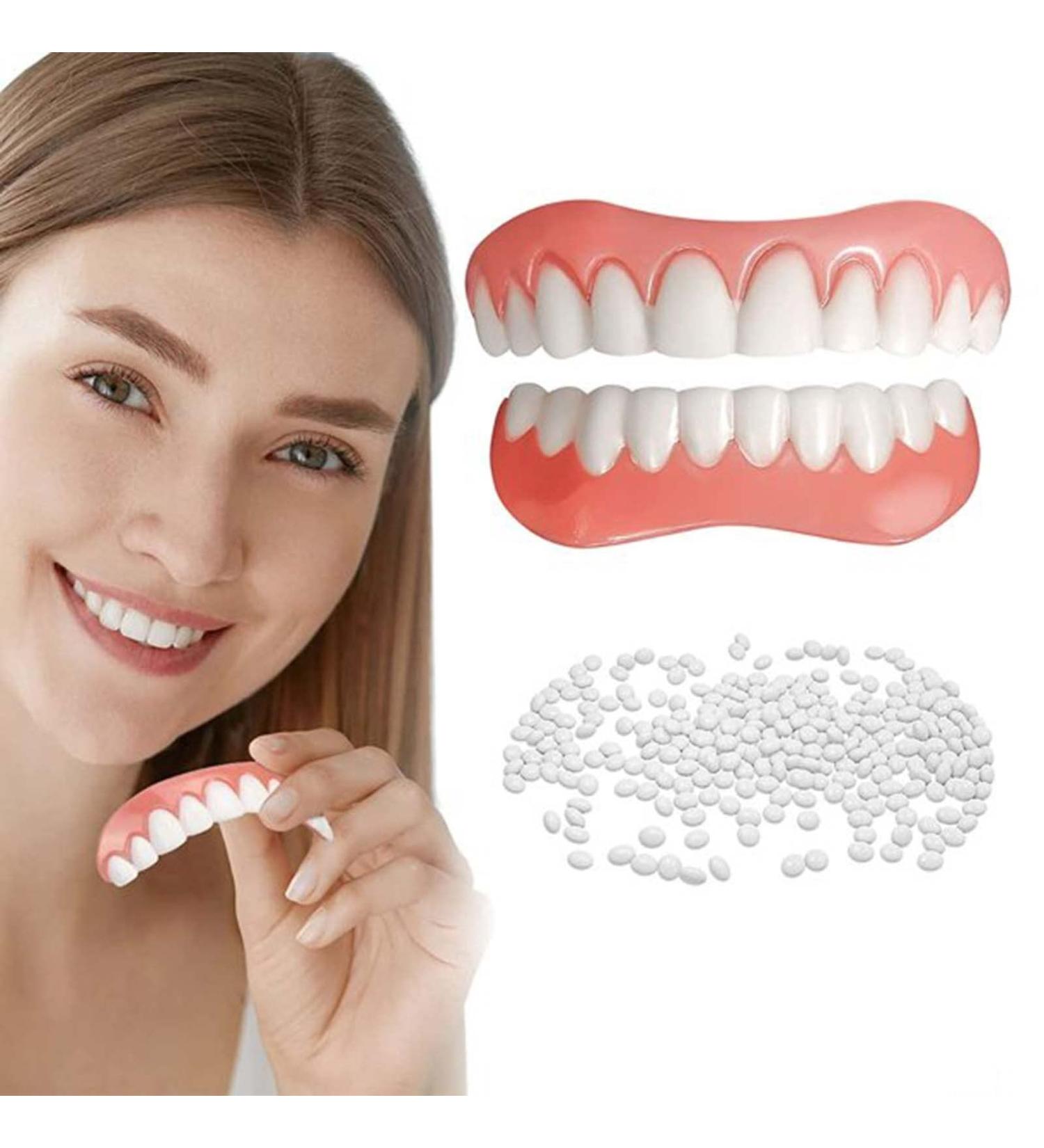 2 Pairs Dentures - Elastic and Comfortable Fake Teeth for Missing Teeth - Buy Online on SooperMarket.com