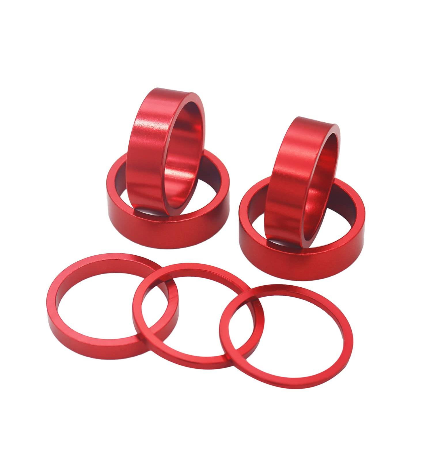 PLATT Bike Headset Spacer Set - 7PCS Red Aluminum Alloy Spacers for 1 1/8-Inch Stem, MTB BMX Road Bikes - 2/3/5/10mm Sizes - Buy Online on SooperMarket.com