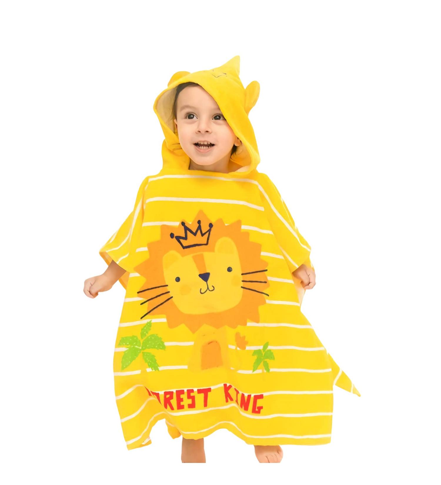 Supgomax Hooded Bathing Poncho for Kids - Cartoon Lion Beach & Bath Towel Absorbent Child Towels for Swimming & Shower - Buy Online on SooperMarket.com