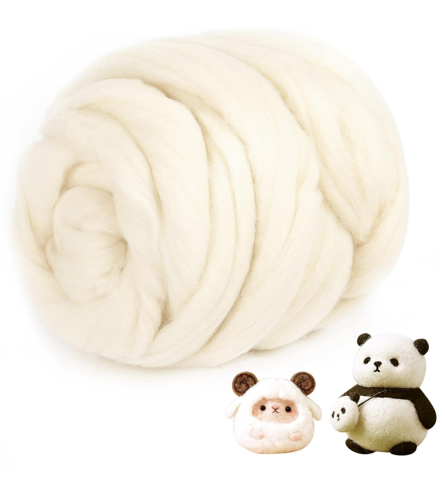 Natural White Wool Roving- 8.8 oz for Needle Felting & Hand Spinning - DIY Craft Supplies - Buy Online on SooperMarket.com