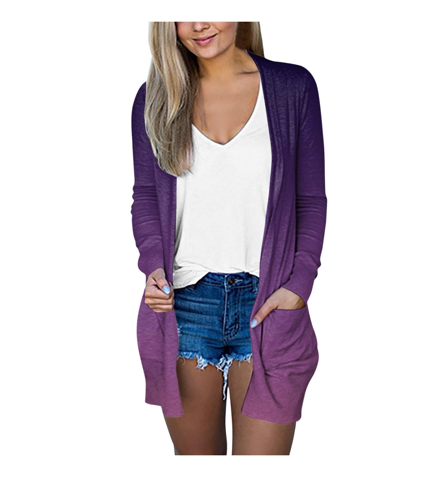 Long Shirt Outerwear Top Thin Warm Knitted Coat Women's Blouse V-Neck Shirt Tunic Long Women's Tunic Women's Shirt Casual Checked Shirt Women's Winter Chunky Knit Jacket H-purple. XXL - Buy Online on SooperMarket.com