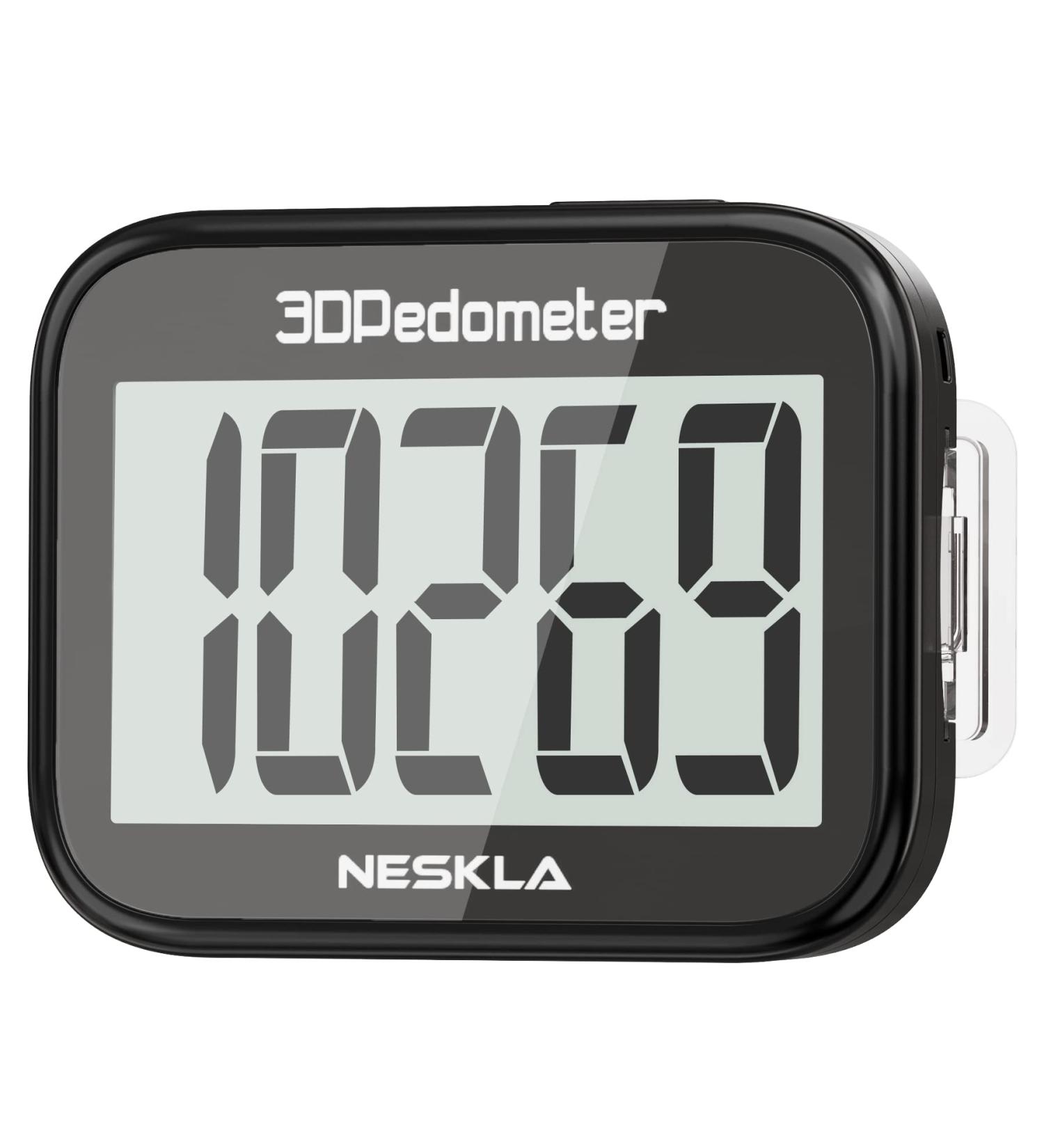 3D Pedometer for Walking - Large Digital Display Step Tracker with Removable Clip Lanyard, Black - Buy Online on SooperMarket.com