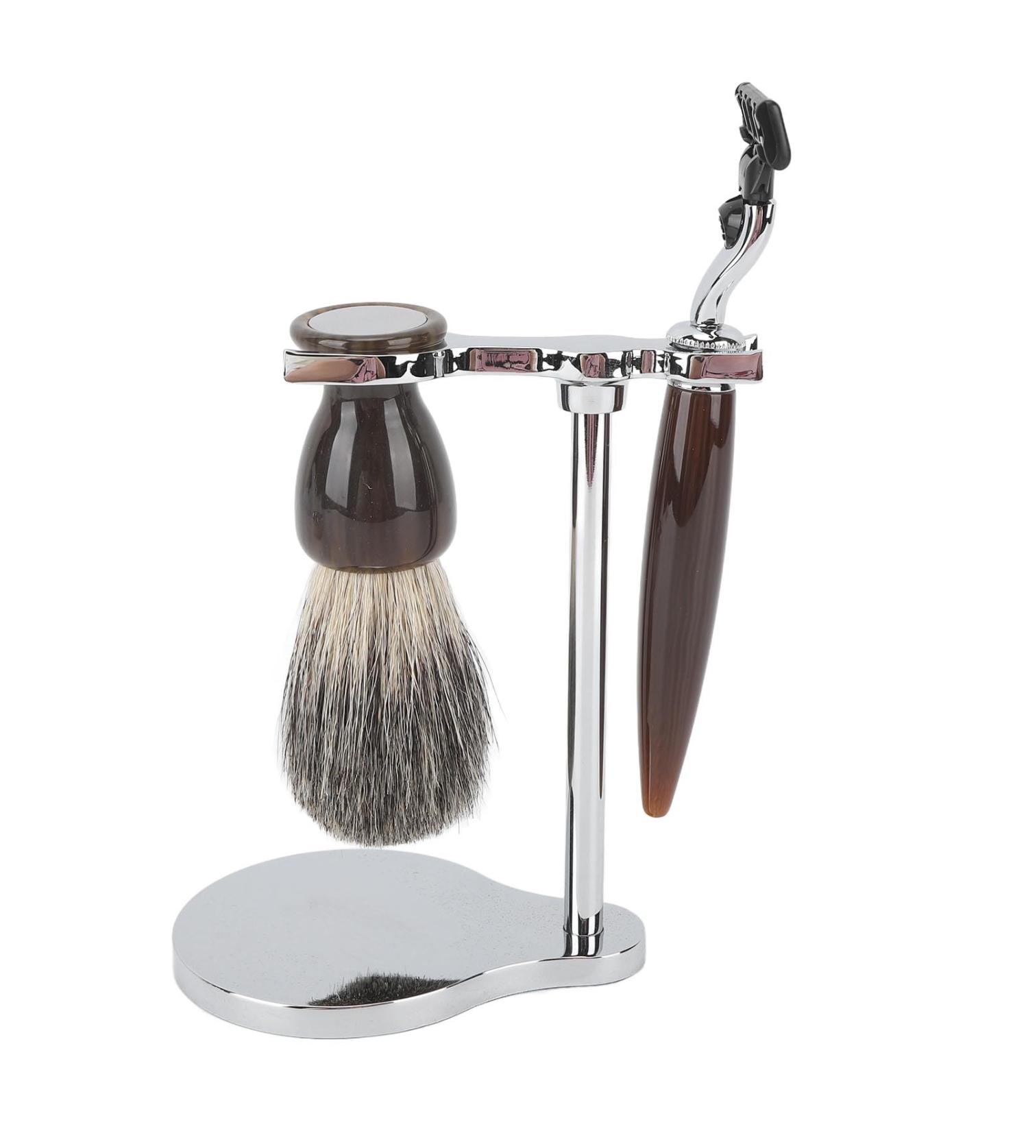 Men's Vintage Shaving Set | Practical Alloy Stand & Imitation Animal Hair Brush for Outdoor Use | International Shipping Available - Buy Online on SooperMarket.com