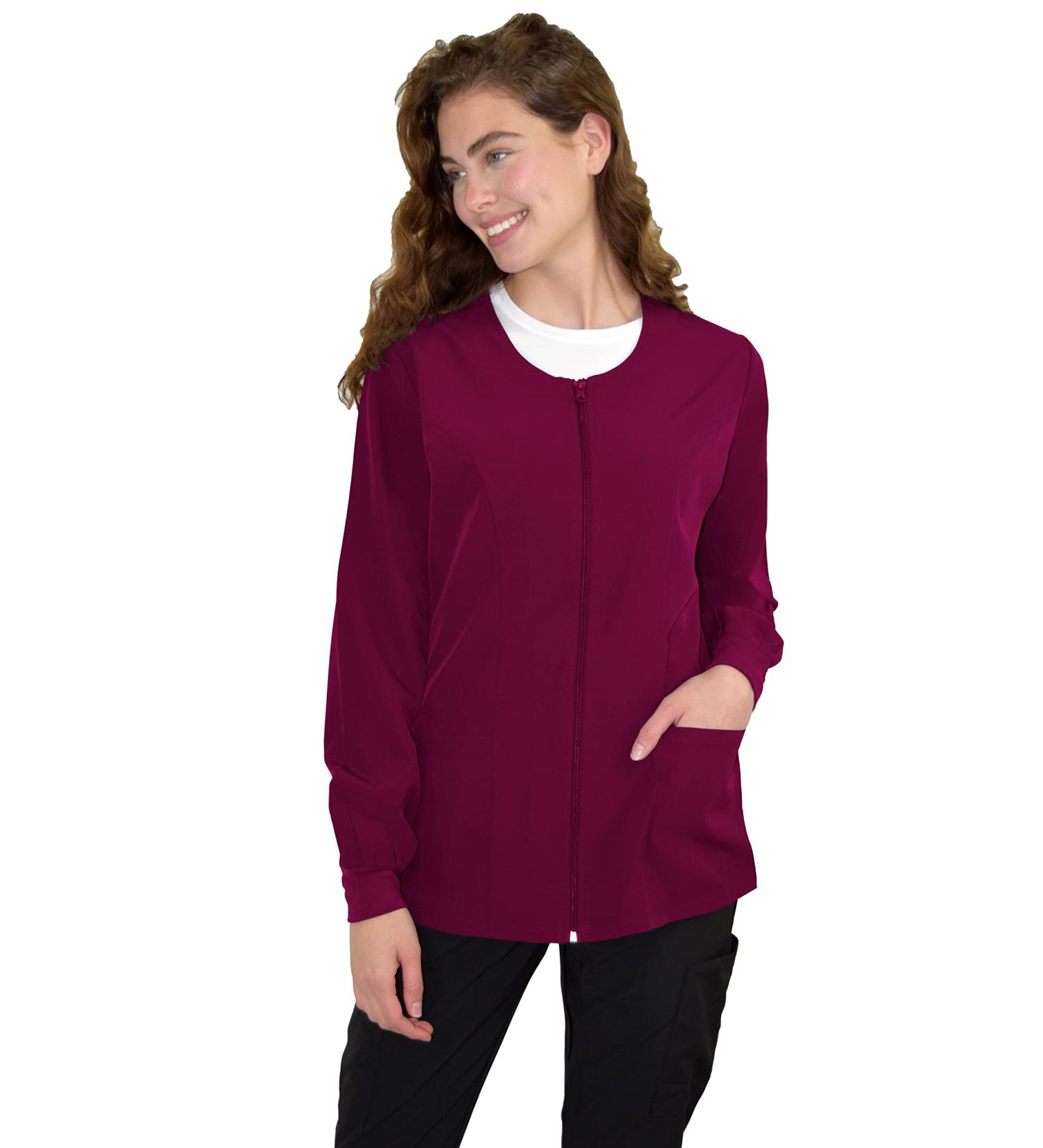 Green Town Women's Zip Front GT Performance Warm-Up Scrub Jacket - Large Wine/Berry - Buy Online on SooperMarket.com