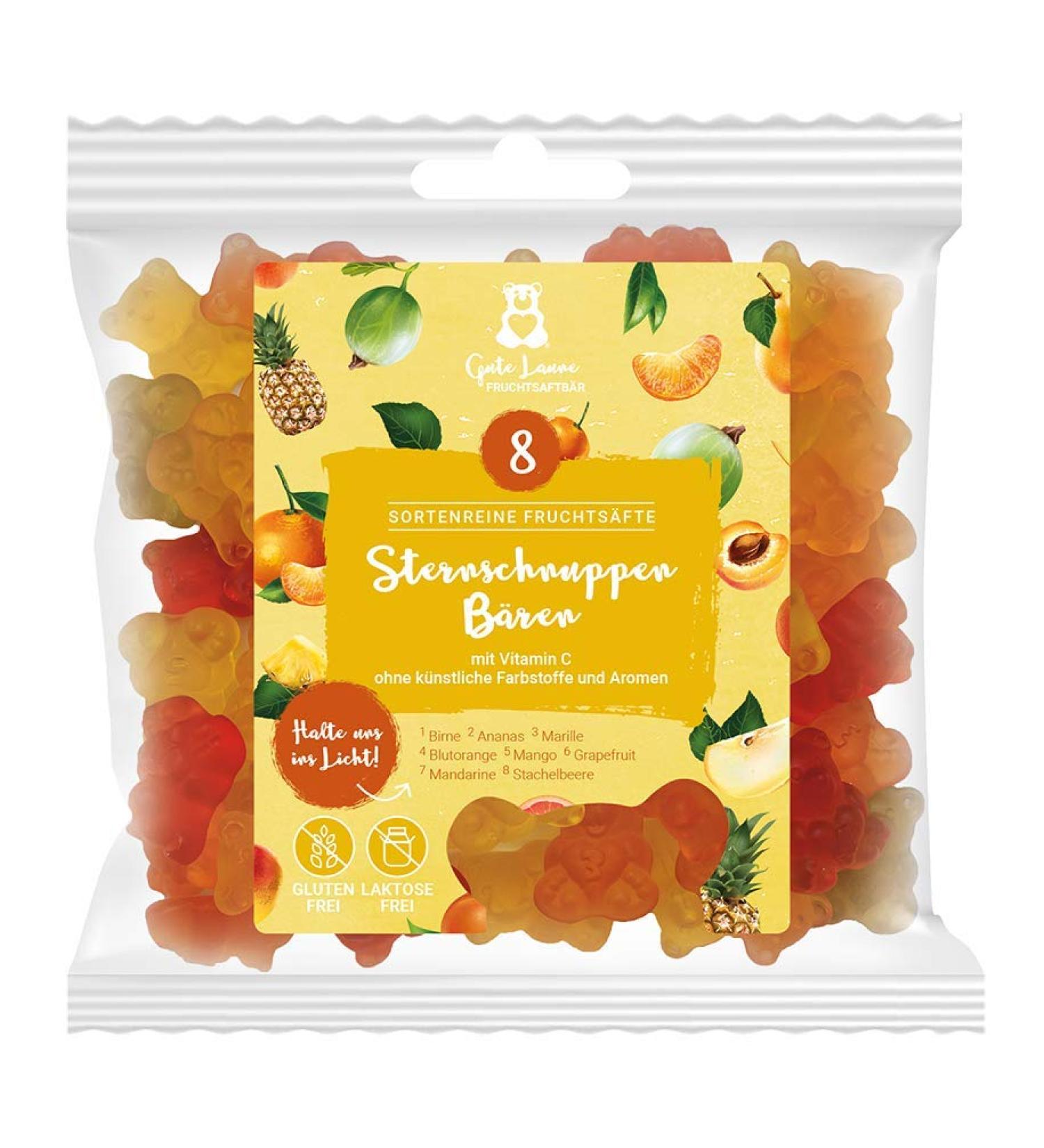 Naschlabor Good Mood Fruit Juice Bear | 20% Pure Fruit Juices | Gluten & Lactose-Free | Bright Shooting Star | No Artificial Dyes & Flavor Enhancers | 150g Pack - Buy Online on SooperMarket.com