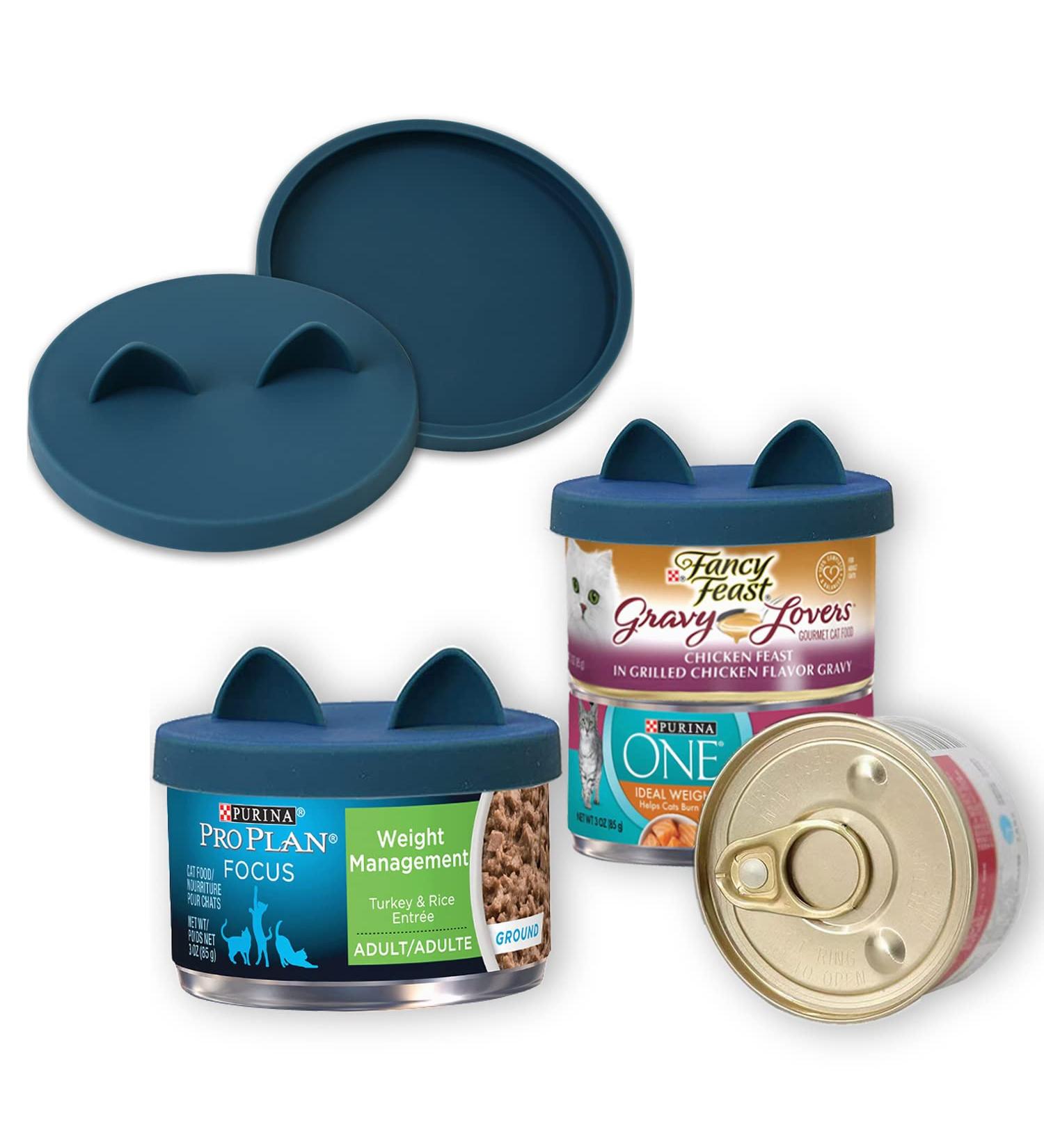 OHMO 2 Pack Dark Blue Cat Food Can Lids - Silicone Covers for 2.5 oz Cans (3 oz) | Small Size - Pet Food Can Lids - Buy Online on SooperMarket.com