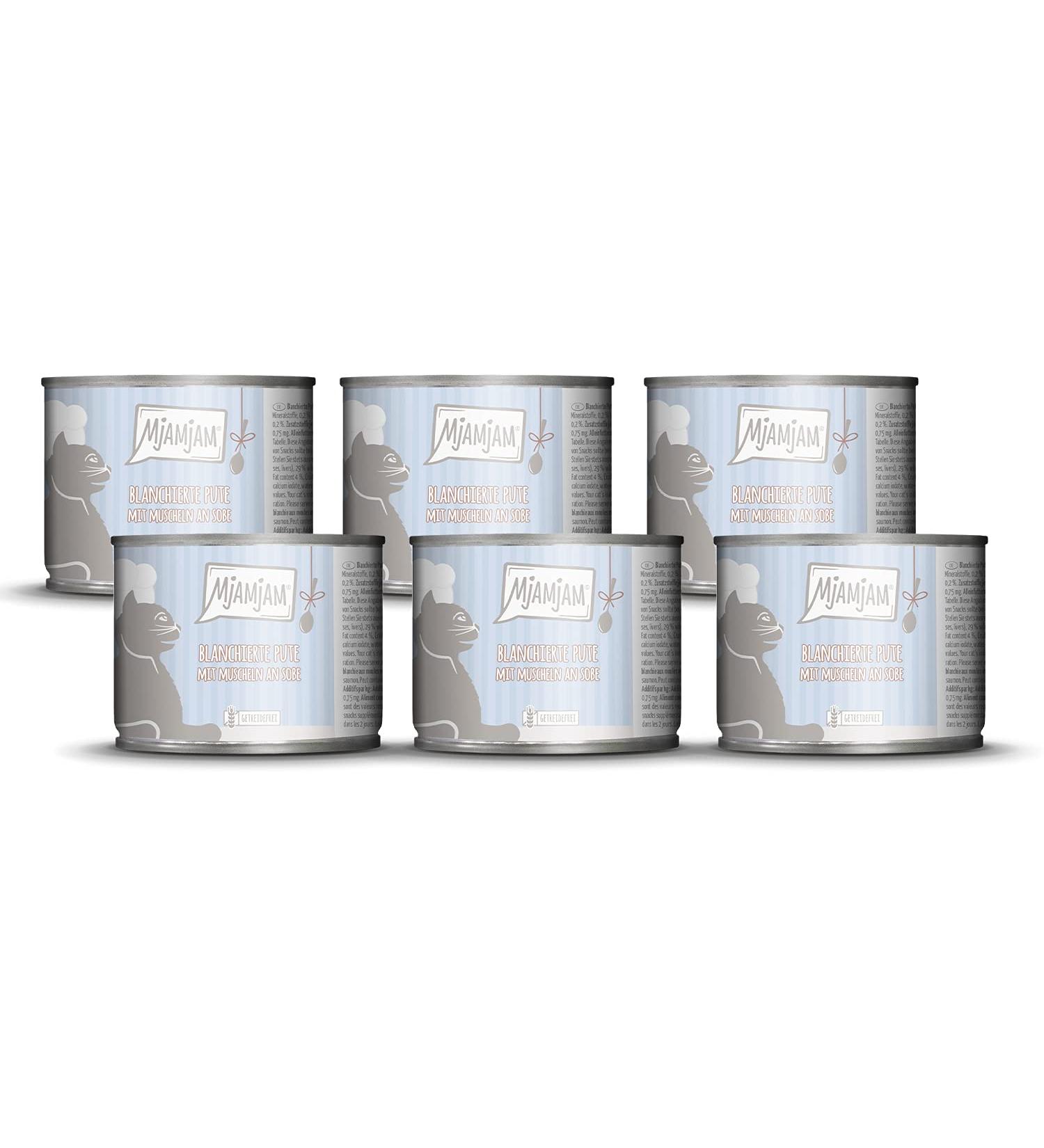 Mjamjam Premium Cat Wet Food - Blanched Turkey & Mussels Sauce | Grain Free | 6 x 185g Pack - Buy Online on SooperMarket.com