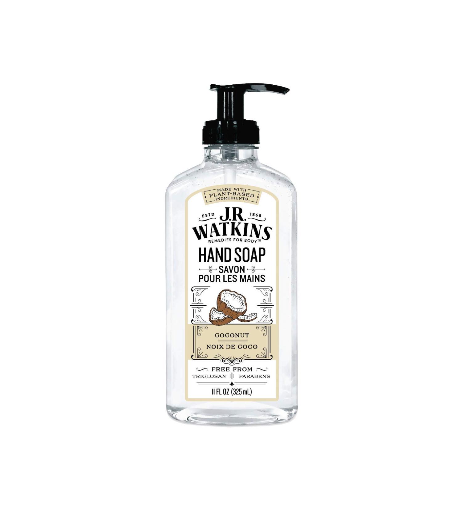 J.R. Watkins Coconut Hand Soap - 11 fl oz (325 ml) | Natural & Moisturizing Cleanser - Buy Online on SooperMarket.com