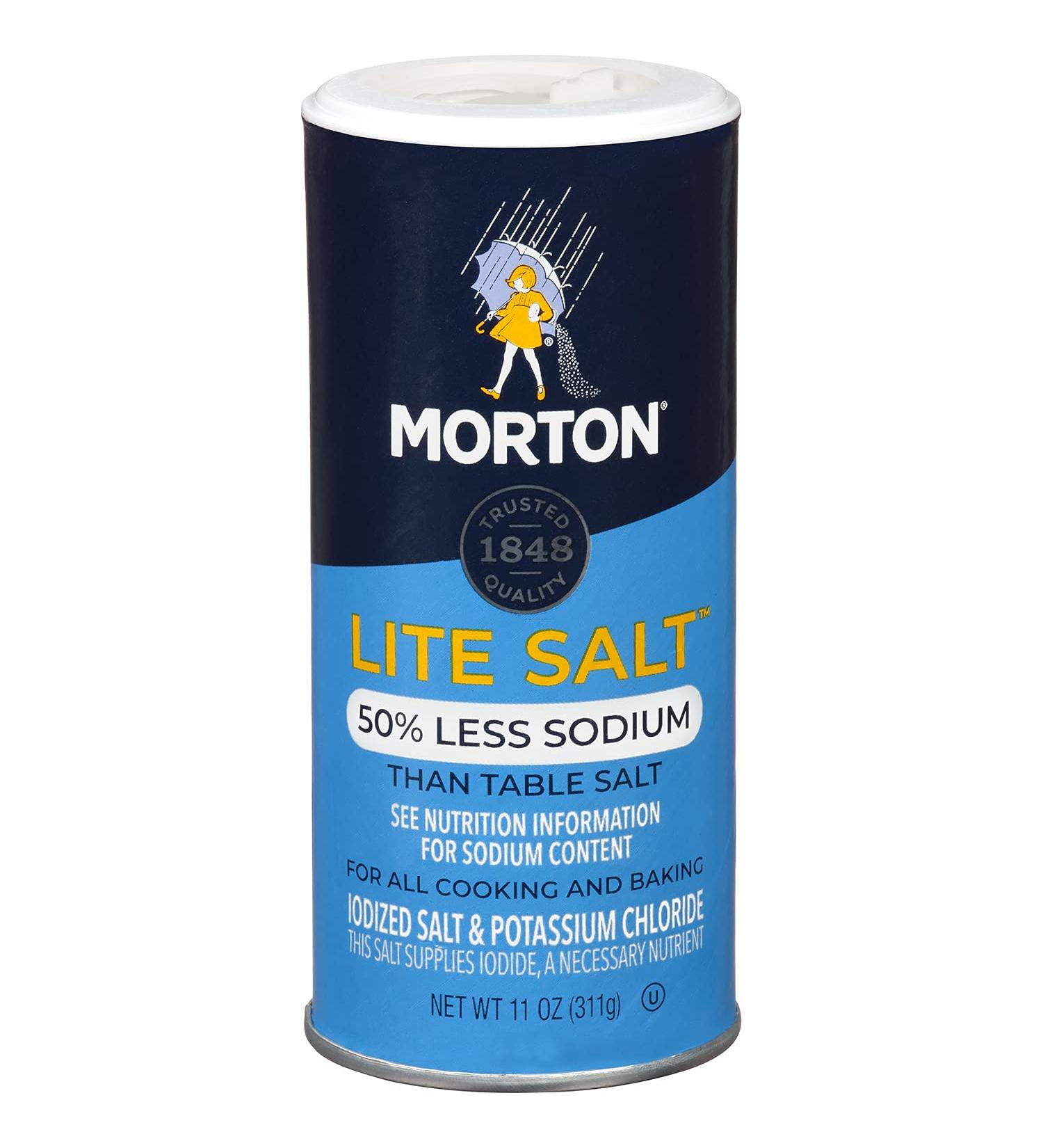 Morton Salt Lite Salt 11 oz Canister - Pack of 6 | Low Sodium Salt Option - Buy Online on SooperMarket.com