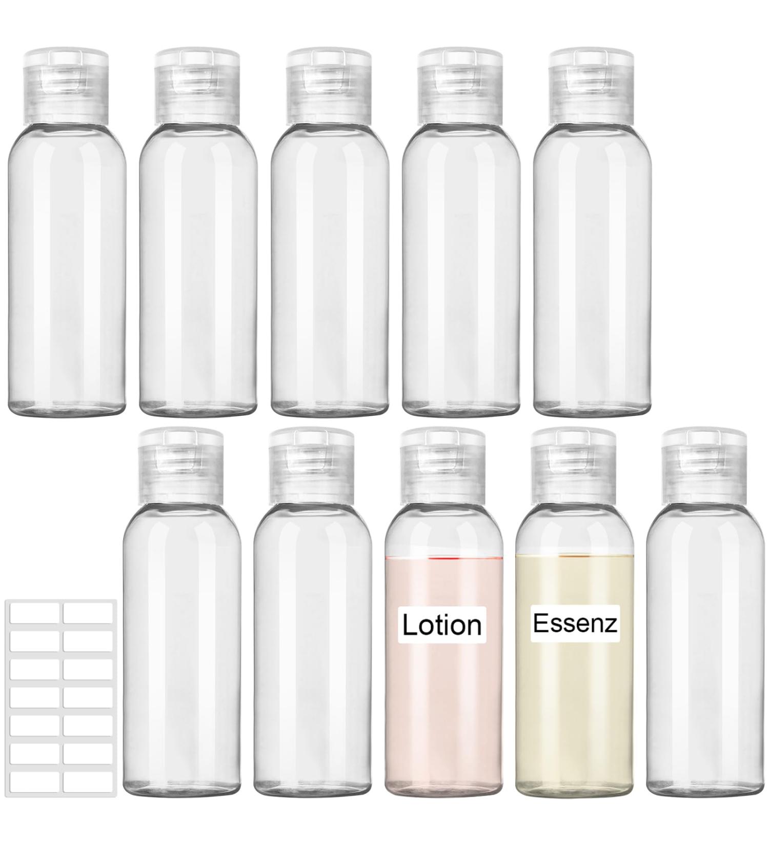 Kornerain 10stk 100ml Travel Bottle Set - Transparent Bottles for Shampoo Conditioner & Lotion - Perfect for Hand Luggage - Buy Online on SooperMarket.com