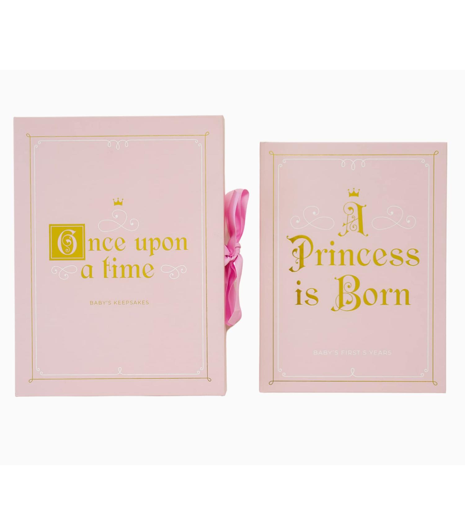 Rayne Baby Princess Memory Book Kit | Baby Journal Scrapbook with Keepsake Box, Pouches & Boho Milestone Stickers | Girl Baby Album | Perfect Princess Baby Gift - Buy Online on SooperMarket.com