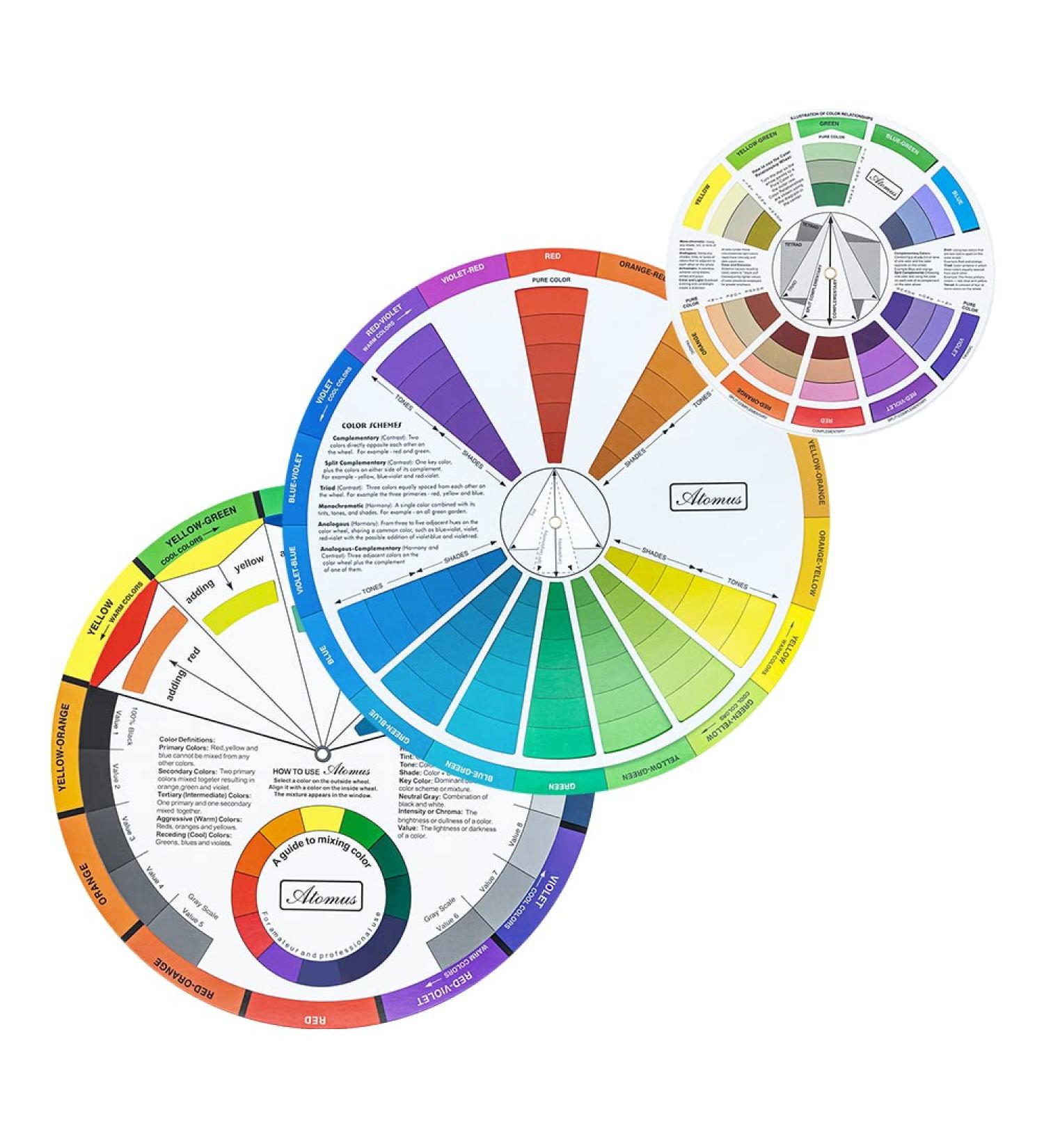 Wigearss 3 Piece Color Mixing Wheel Set - Perfect for School, Office, Art Class - Different Sizes for Teaching and Learning - Buy Online on SooperMarket.com