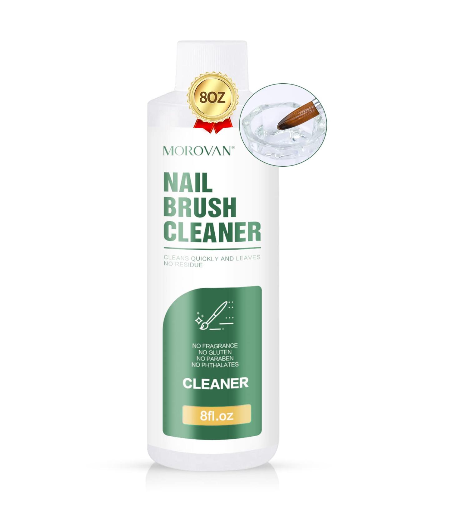 Morovan Nail Brush Cleaner - 8oz Restorer for Acrylic, Gel, Paint & Kolinsky Brushes - Buy Online on SooperMarket.com