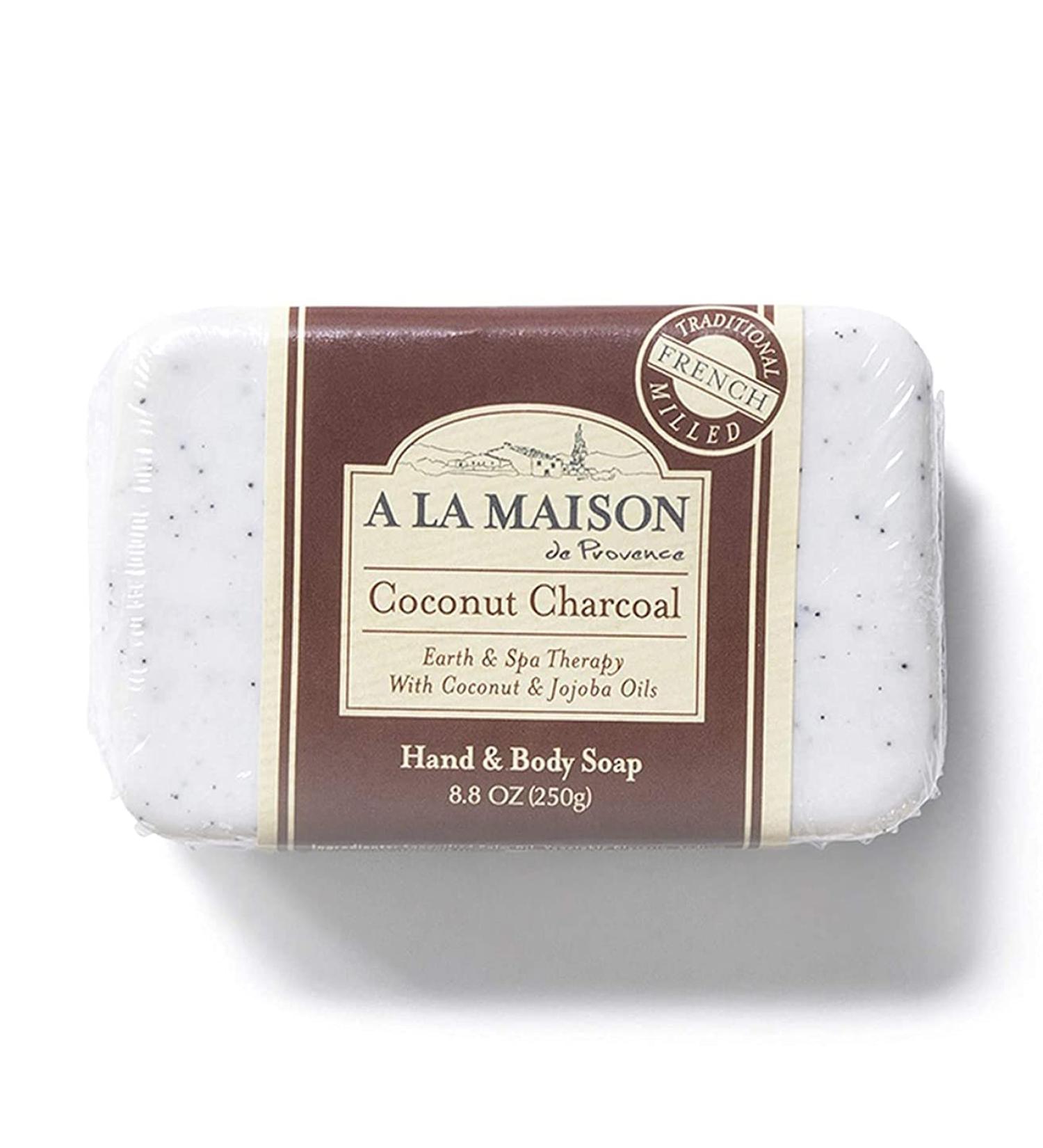 A La Maison Coconut Charcoal Soap 8.8 oz | All-Natural Triple Milled | Moisturizing Face & Body Bar for Men & Women - Buy Online on SooperMarket.com