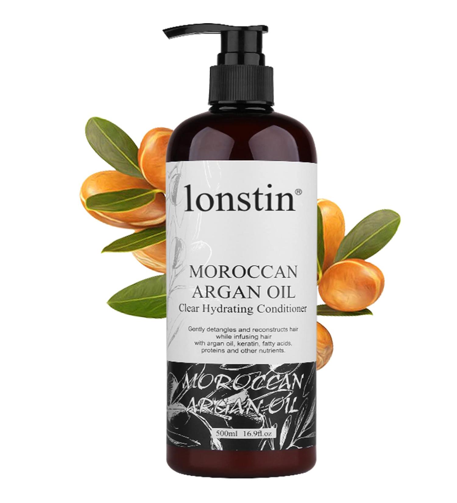 Lonstin Argan Oil Hair Conditioner 500ml - Revitalize Dry, Damaged Hair | For Men & Women with Curly, Frizzy Hair | Hydrating, Shine-Boosting Formula - 16.9 fl oz - Buy Online on SooperMarket.com