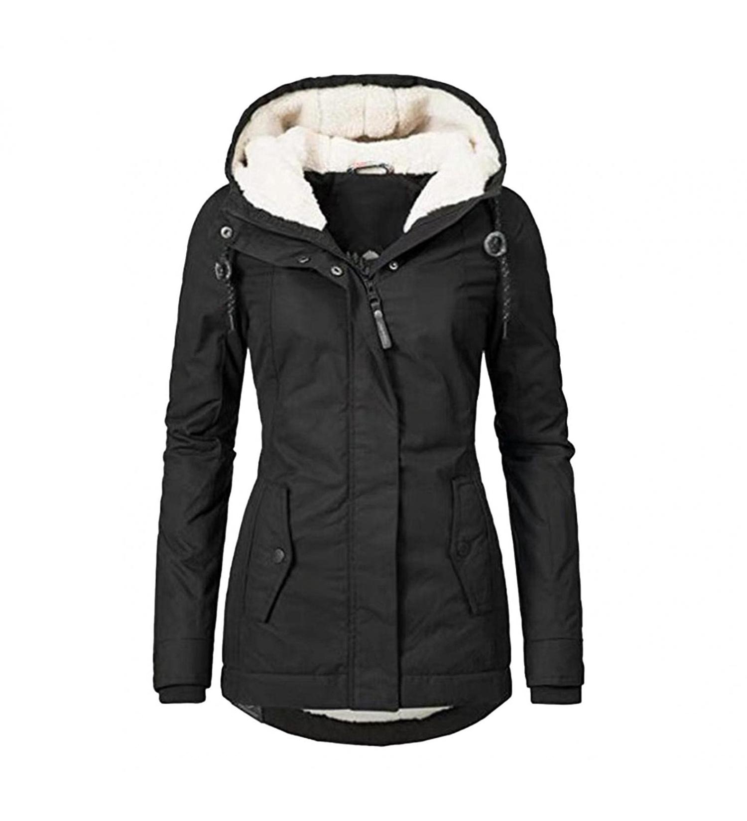 Ronony Women's Winter Jacket - Warm Windproof Fleece-Lined Parka & Trench Coat - Functional XL Black Outdoor Jacket - Buy Online on SooperMarket.com