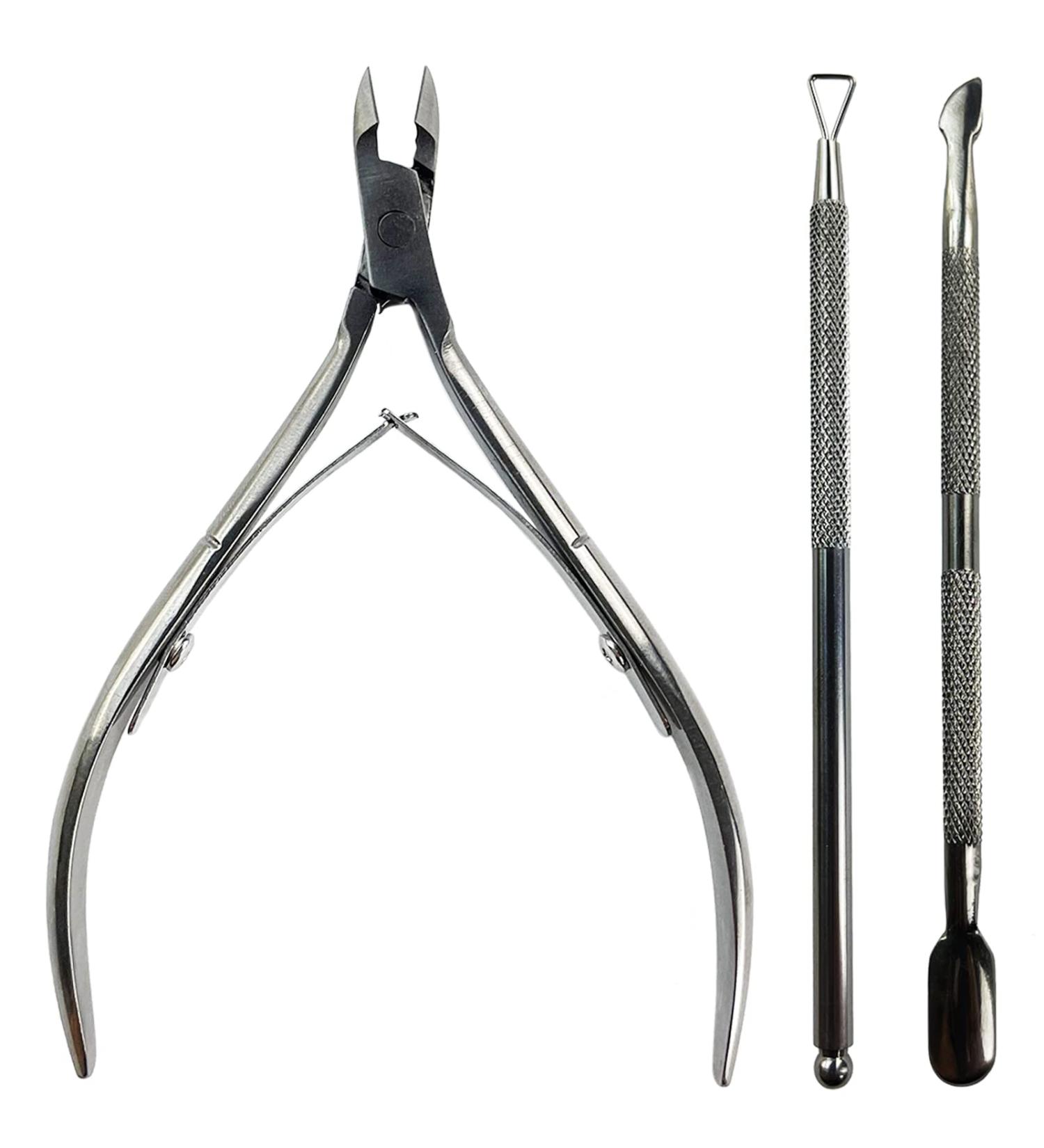 Lofuanna Cuticle Nippers and Pusher Set - Professional Stainless Steel Manicure Tools for Dead Skin Fingernails and Toenails (Black) - Buy Online on SooperMarket.com