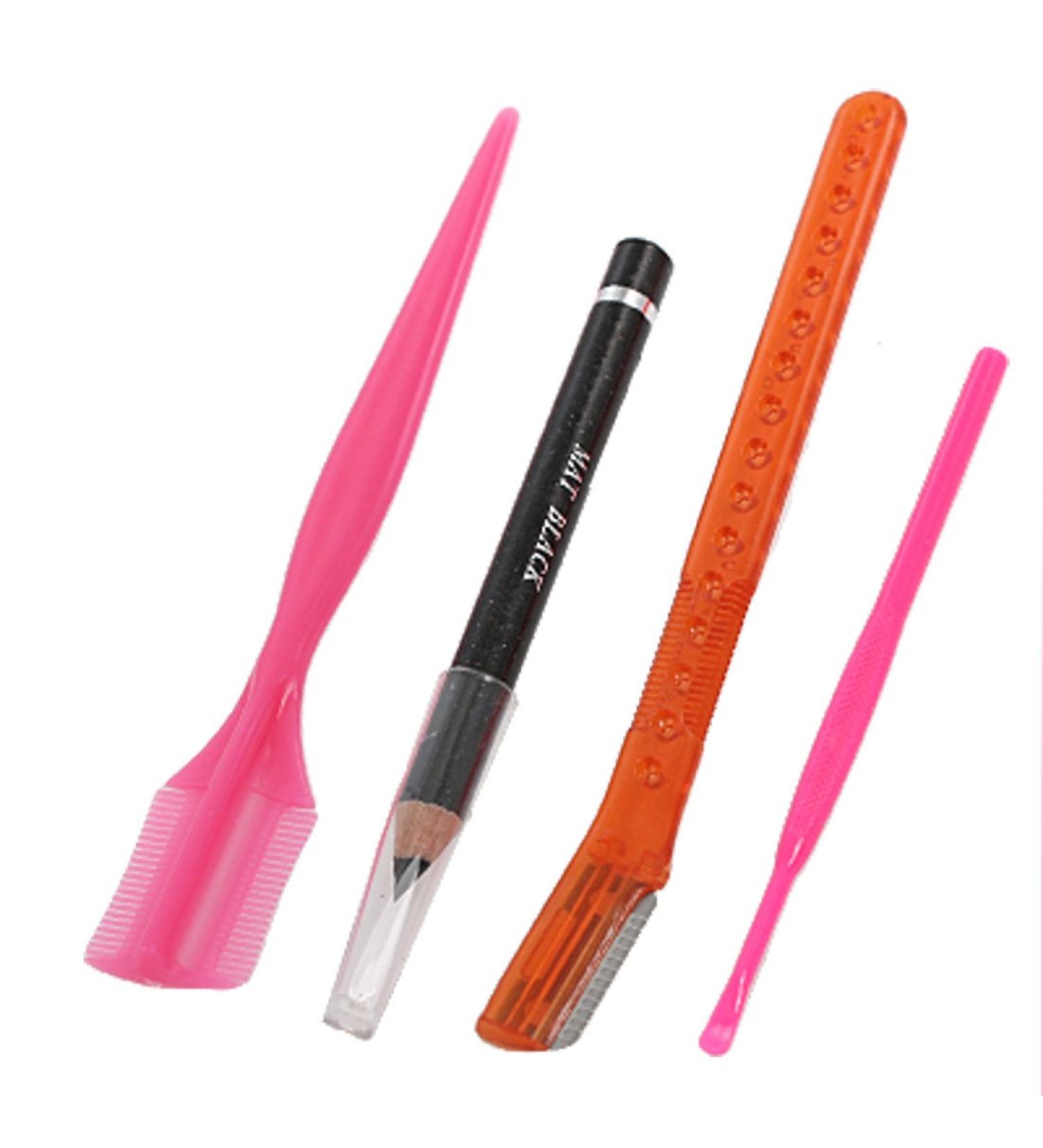 Ruilogod Woman Eyebrow Razor Comb Pen Ear Wax Picker Cleaner 4 in 1 Kit