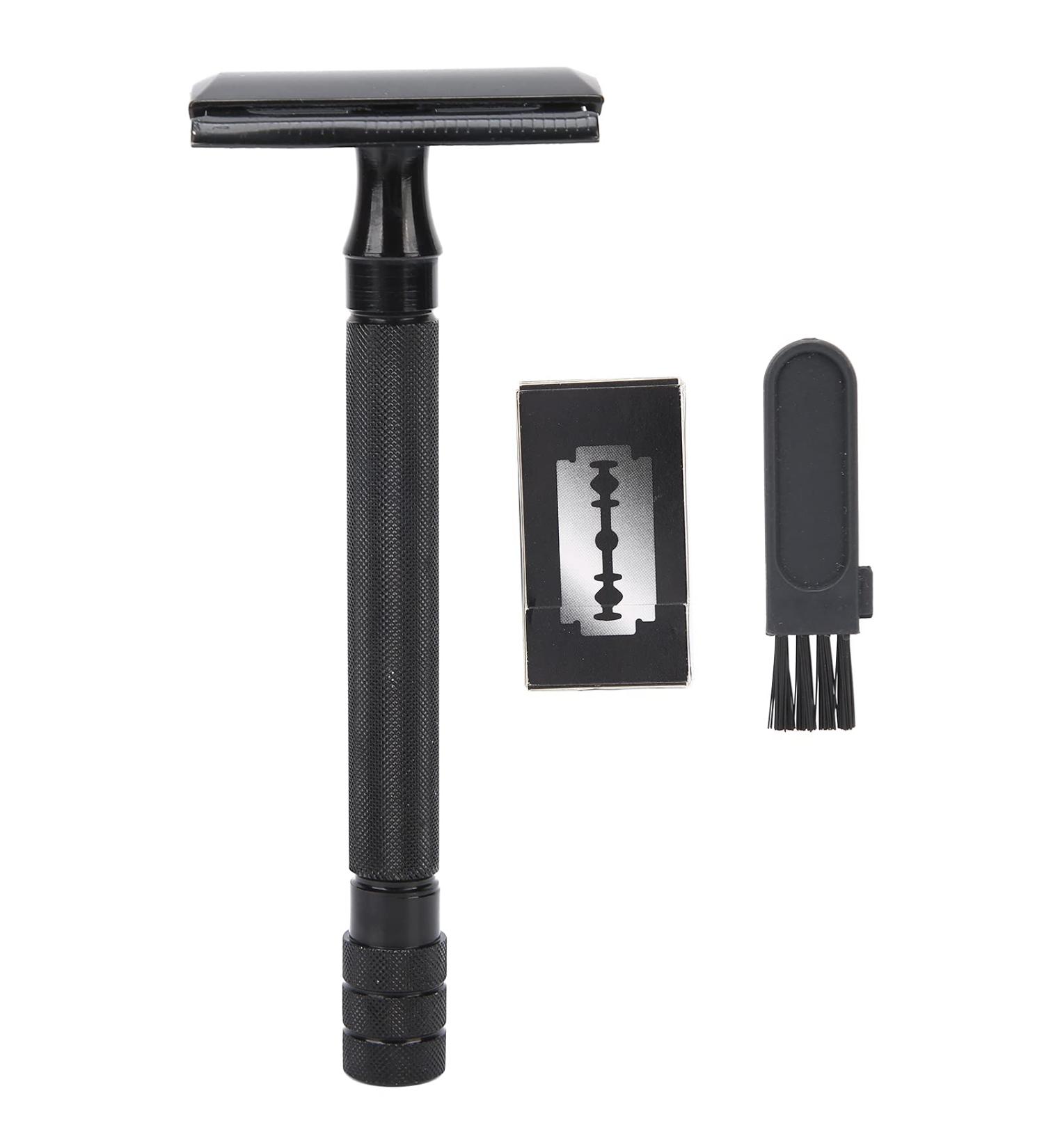 Ankroyu Double Edge Safety Razor - Portable Metal Beard & Body Hair Trimmer with Classic Handle & 5 Reusable Blades - Perfect for International Shipping - Buy Online on SooperMarket.com